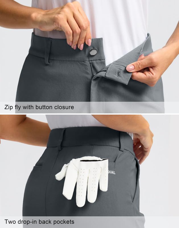 Women's 9'' Knee Length Golf Shorts with Pockets - Stretch Quick Dry Bermuda Long Shorts for Casual & Work | Perfect for Golfing, Office Wear & Summer Outings