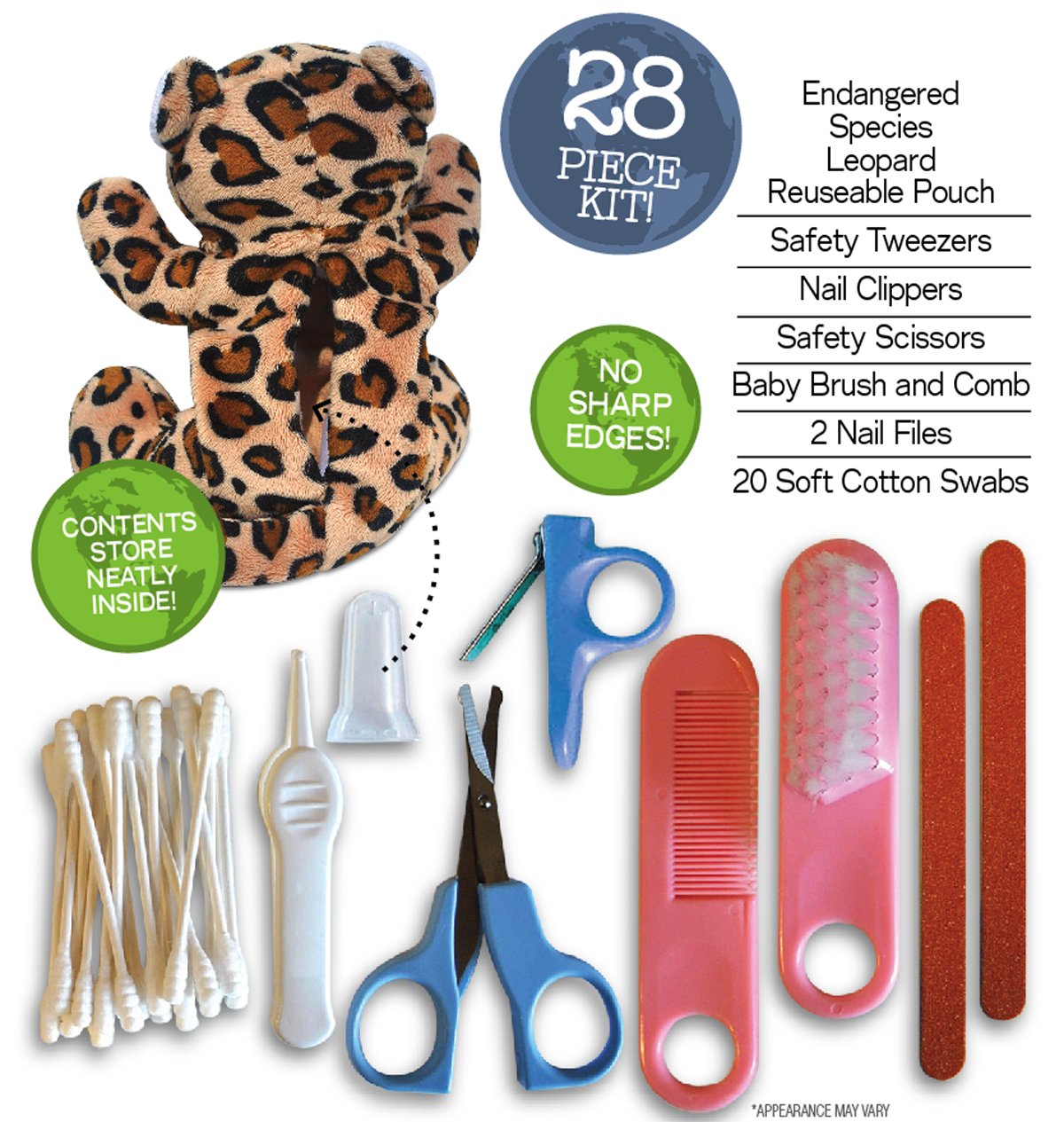 Groom Me Baby Essentials Kit - Soft Leopard Print Baby Care Set for Newborns | Perfect for Bath Time, Diaper Changes & Travel