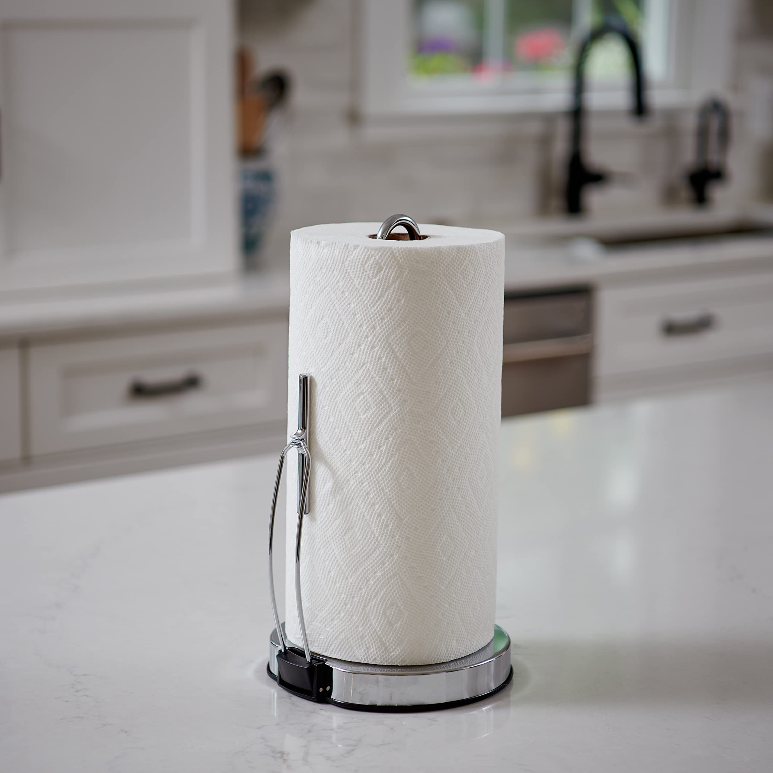 Chrome Euro Tension Paper Towel Holder by Spectrum Diversified - Space-Saving Kitchen, Bathroom & RV Organizer | Perfect for Countertops, Pantries & Laundry Rooms