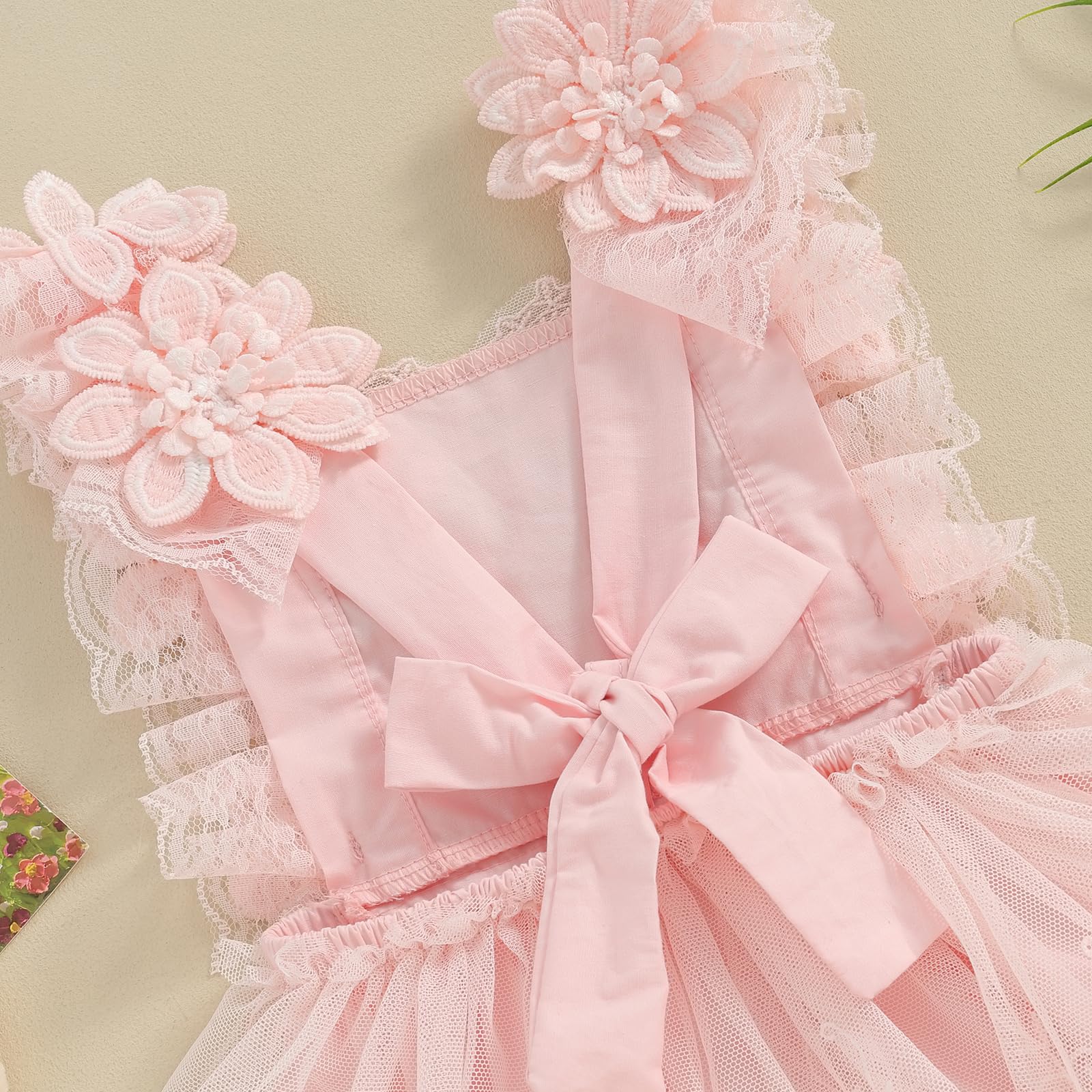 Mubineo Baby Girl Summer Lace Romper Dress - Sleeveless Floral Princess Outfit for Newborns & Toddlers | Perfect for Parties, Photo Shoots & Special Occasions