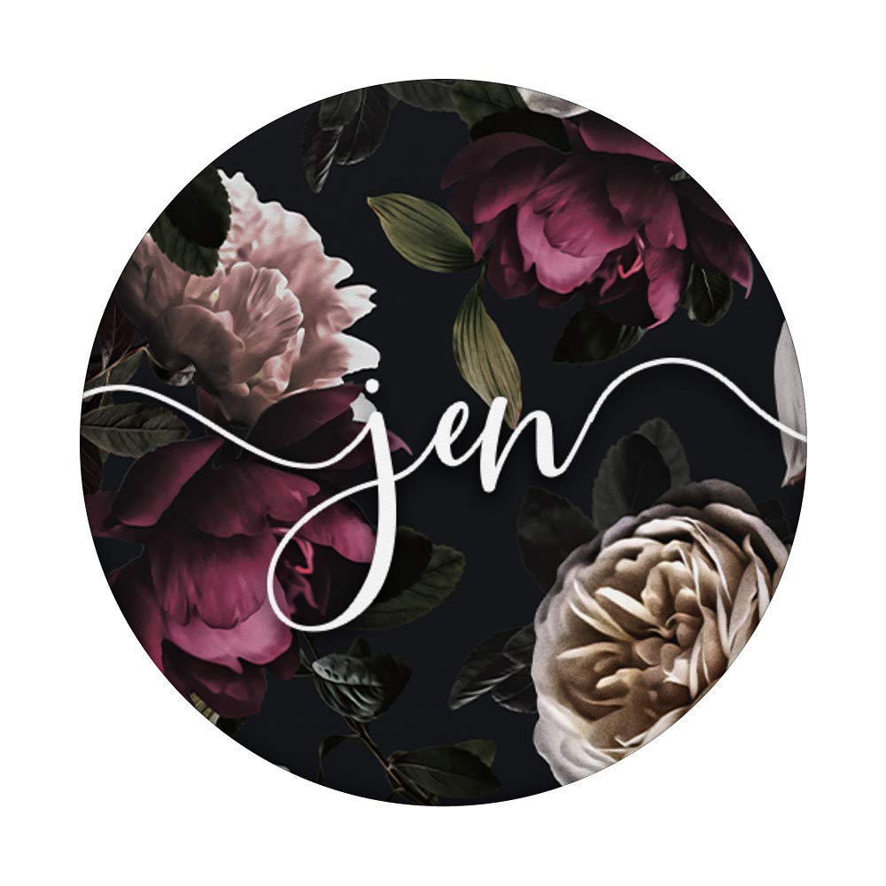 Jen - Elegant Floral Rose & Peony Personalized Name PopSockets PopGrip | Swappable Phone Grip for iPhone, Samsung & Tablets | Perfect Gift for Women, Girls & Phone Accessory Lovers | Great for Daily Use, Travel & Selfies