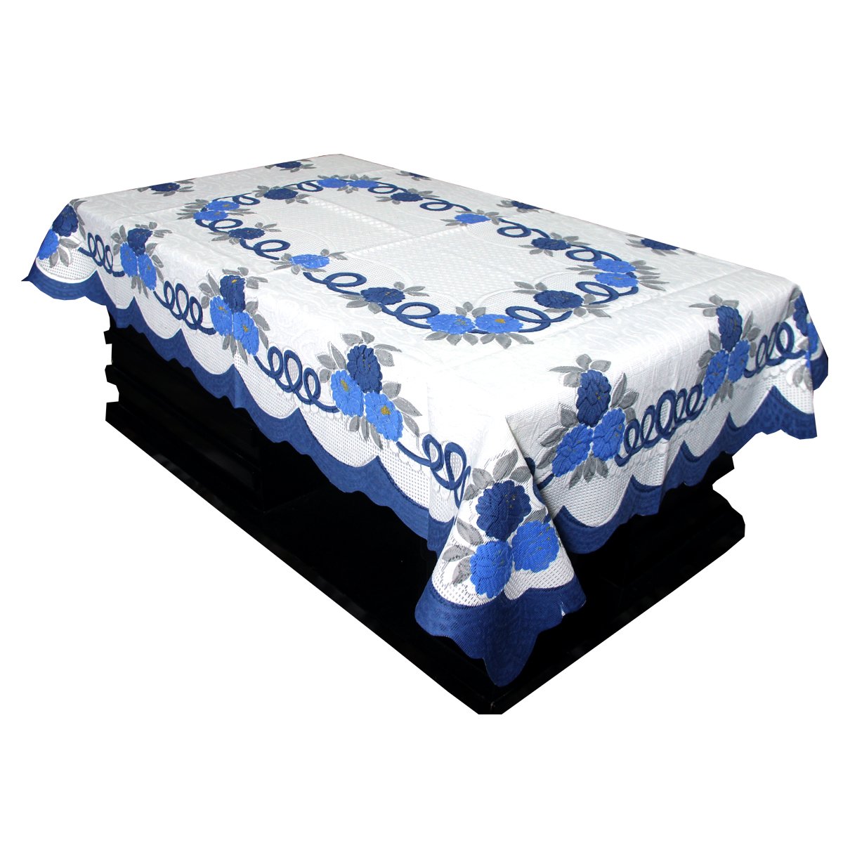Kuber Industries Cotton Table Cover for Living Room - Floral Design Cream Tablecloth for 4-Seater Dining Table | Perfect for Home Decor, Parties & Daily Use