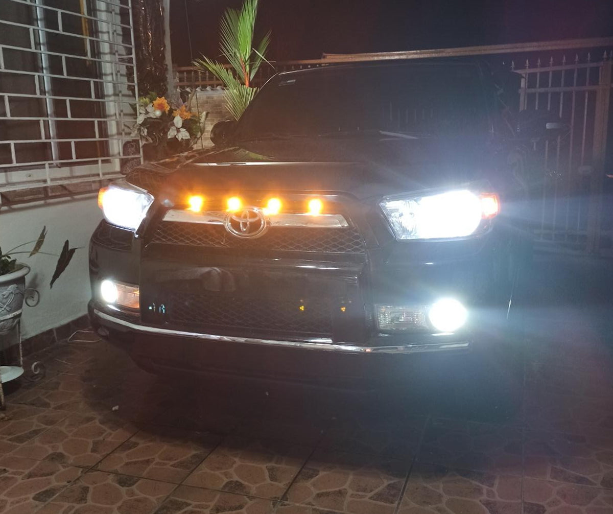 4-Piece Raptor Style Smoked Lens Amber LED Front Grille Light Kit - Universal Fit for Trucks & SUVs - Off-Road, Night Driving & Custom Styling