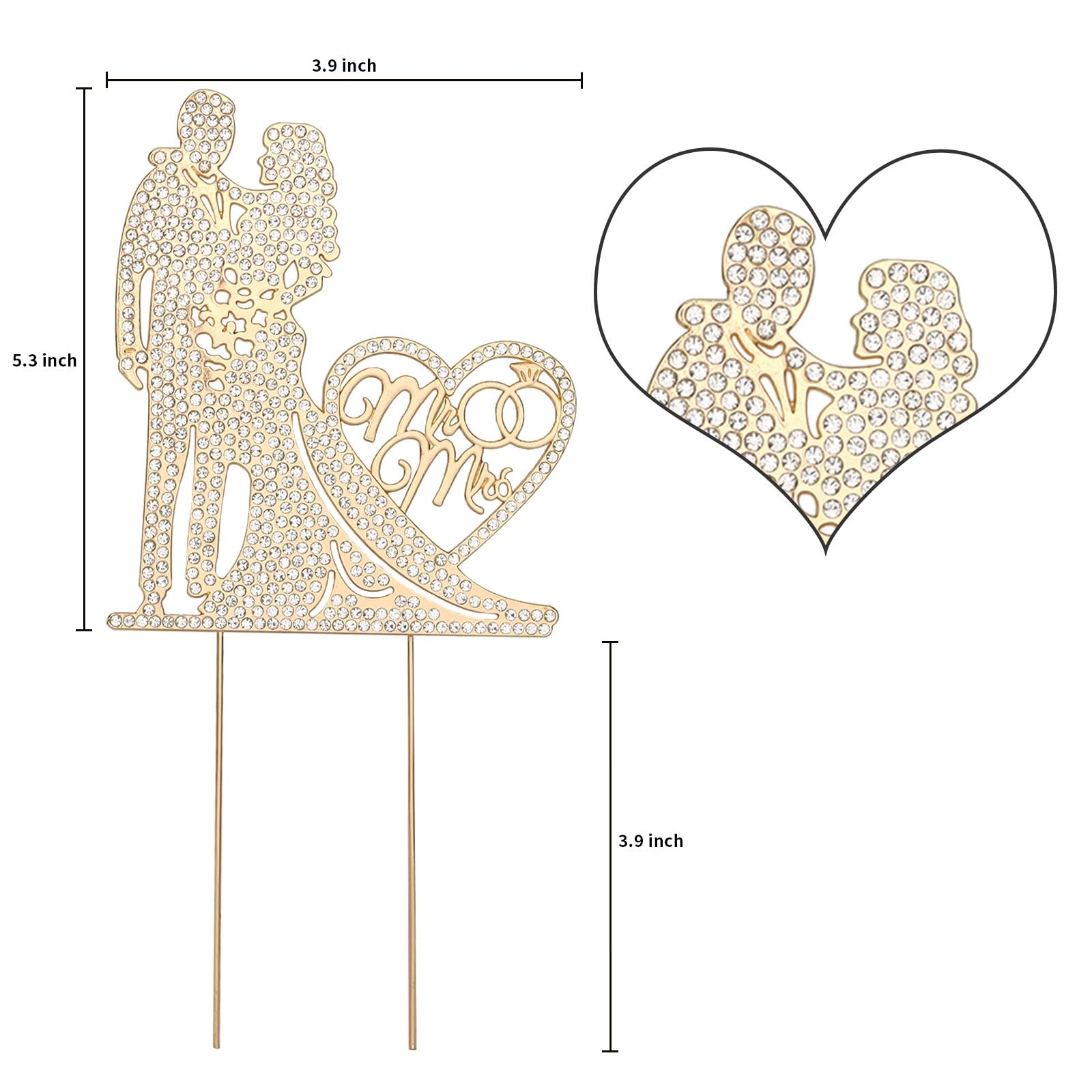 Elegant Rhinestone Mr & Mrs Wedding Cake Topper - Bride & Groom Metal Cake Decor for Wedding, Bridal Shower, Anniversary & Romantic Celebrations