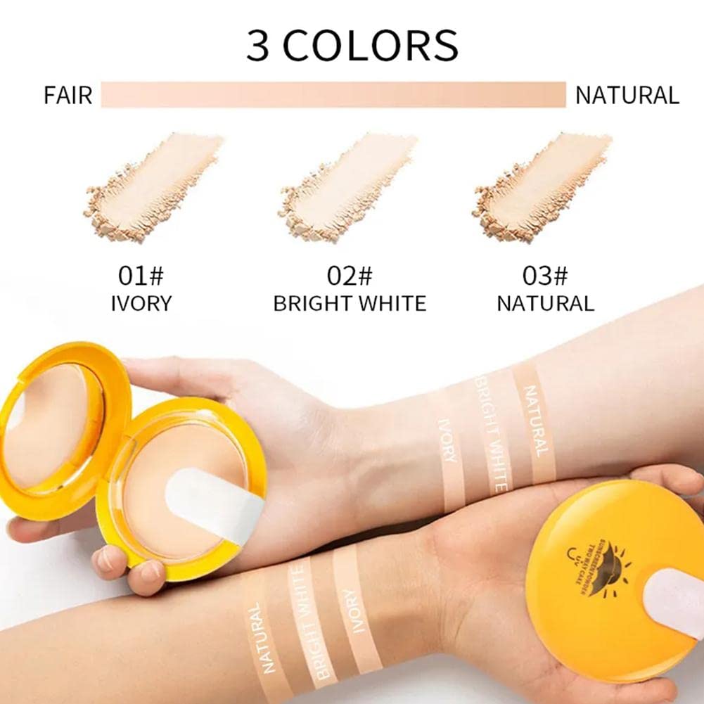 RJSQAQE Sunscreen Powder - Oil Control Long Lasting Pressed Face Powder with UV Protection & Whitening | Matte Makeup Foundation for Daily Sun Protection & Flawless Finish