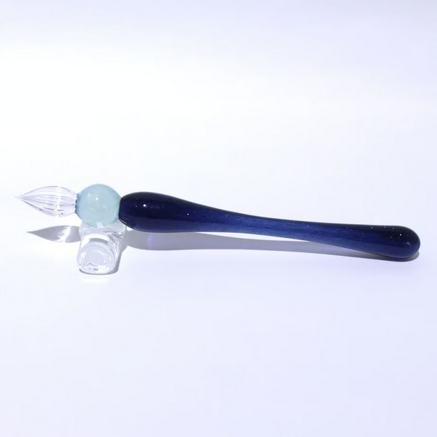 Japanese Glass Dip Pen - Short Navy Blue Calligraphy Pen for Handwriting & Art, Perfect Gift for Writers, Artists & Lettering Enthusiasts - Ideal for Journaling, Scrapbooking & Creative Writing