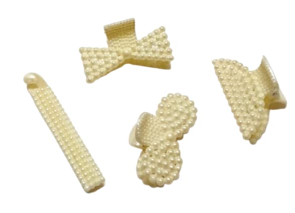 White Hair Claw Clips for Women & Girls - 4 Pack | Strong Grip Hair Accessories for Ponytail, Bun & Updo Hairstyles | Perfect for Home, Office & Special Occasions