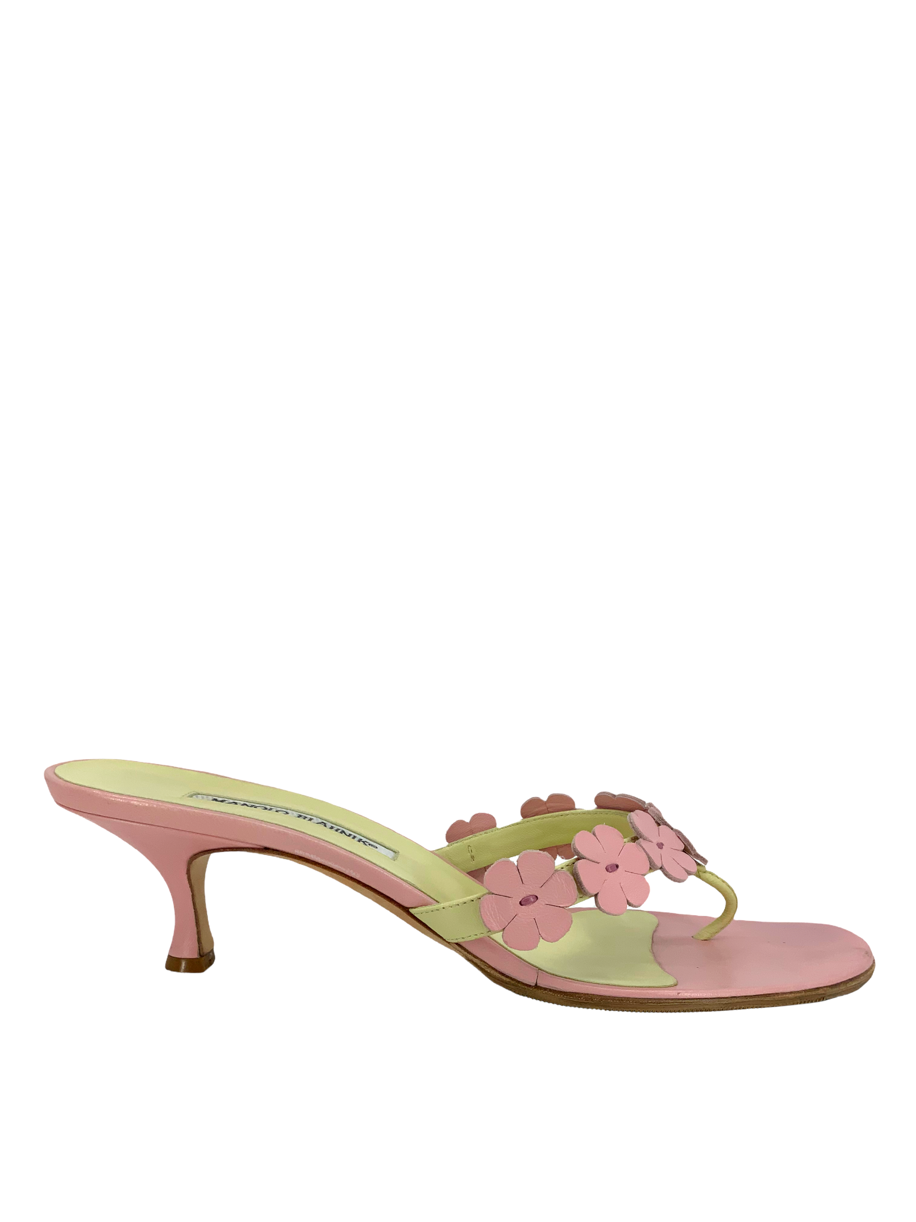 MANOLO BLAHNIK Flower Applique Thong Sandals for Women | Size 11 | Comfortable Summer Beach Wedding Flip Flops | Perfect for Vacations, Pool Parties & Date Nights