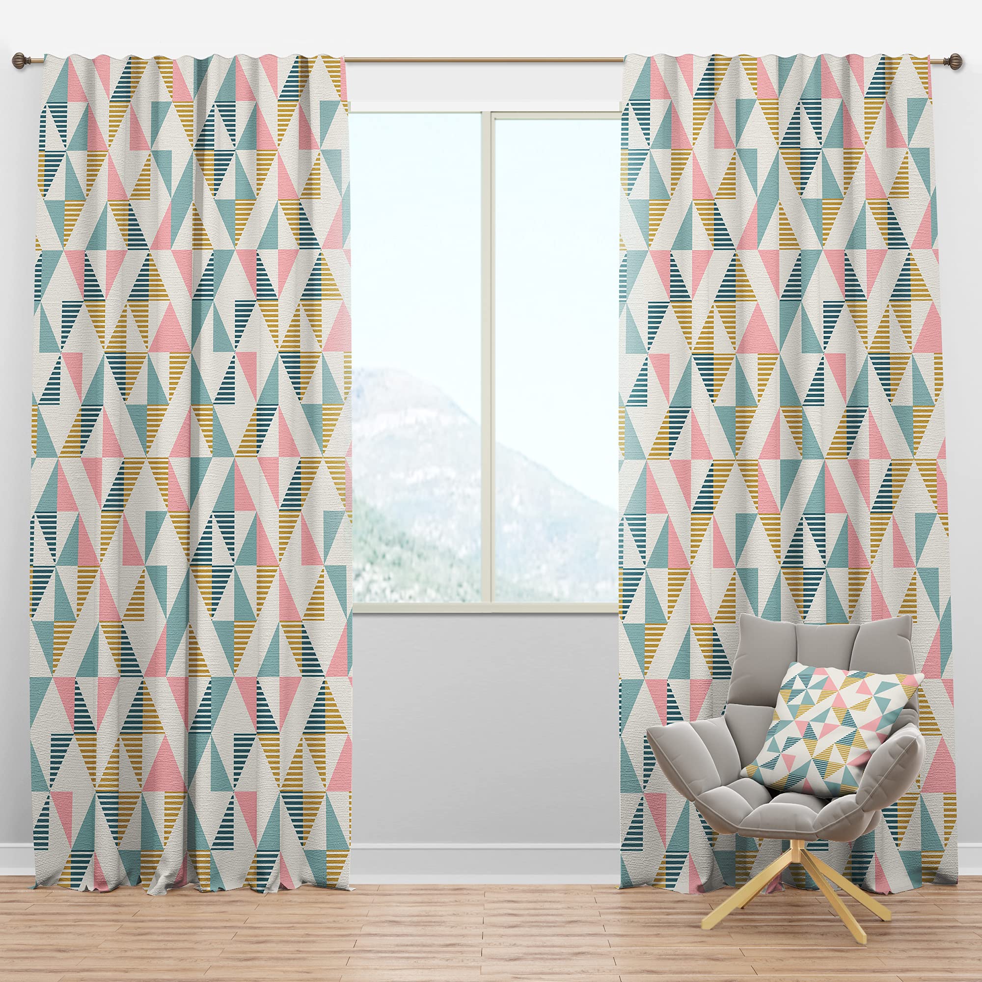 DesignQ Blackout Curtains 'Diamond Retro XI' - Thermal Insulated Single Panel (52x63 inches) for Bedroom & Living Room - Noise Reducing & Energy Saving Window Drapes for Better Sleep & Home Decor