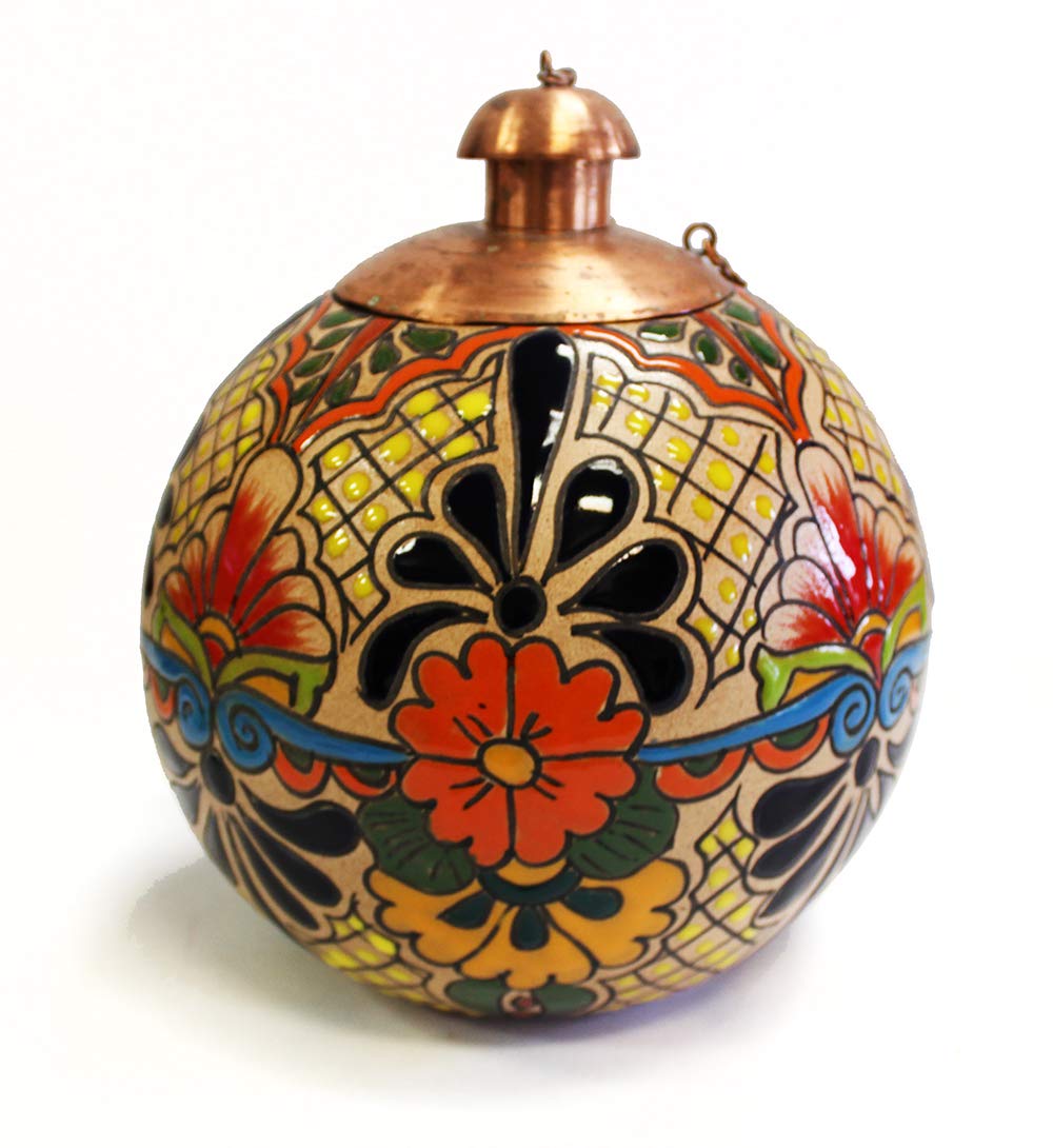 Hand Painted Mexican Tabletop Torches - Santa Fe Style Set of 3 - Perfect for Outdoor Patio Decor, Garden Parties & Southwest Home Decor