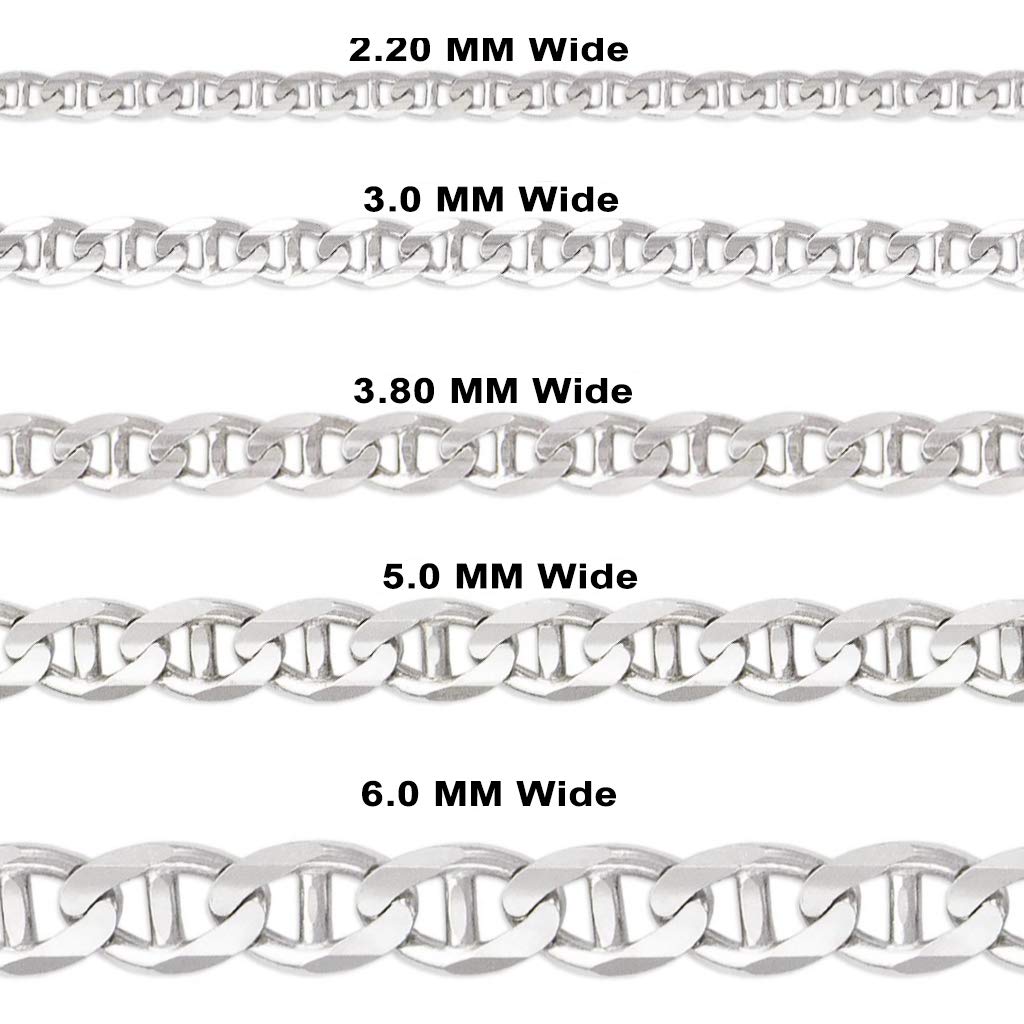 14K Real Gold Gucci Chain Necklace - White Rhodium Plated Italian Link Jewelry for Men & Women (16-24 Inch Length, 2.2-6.0mm Width) - Perfect Gift for Birthday, Anniversary & Special Occasions