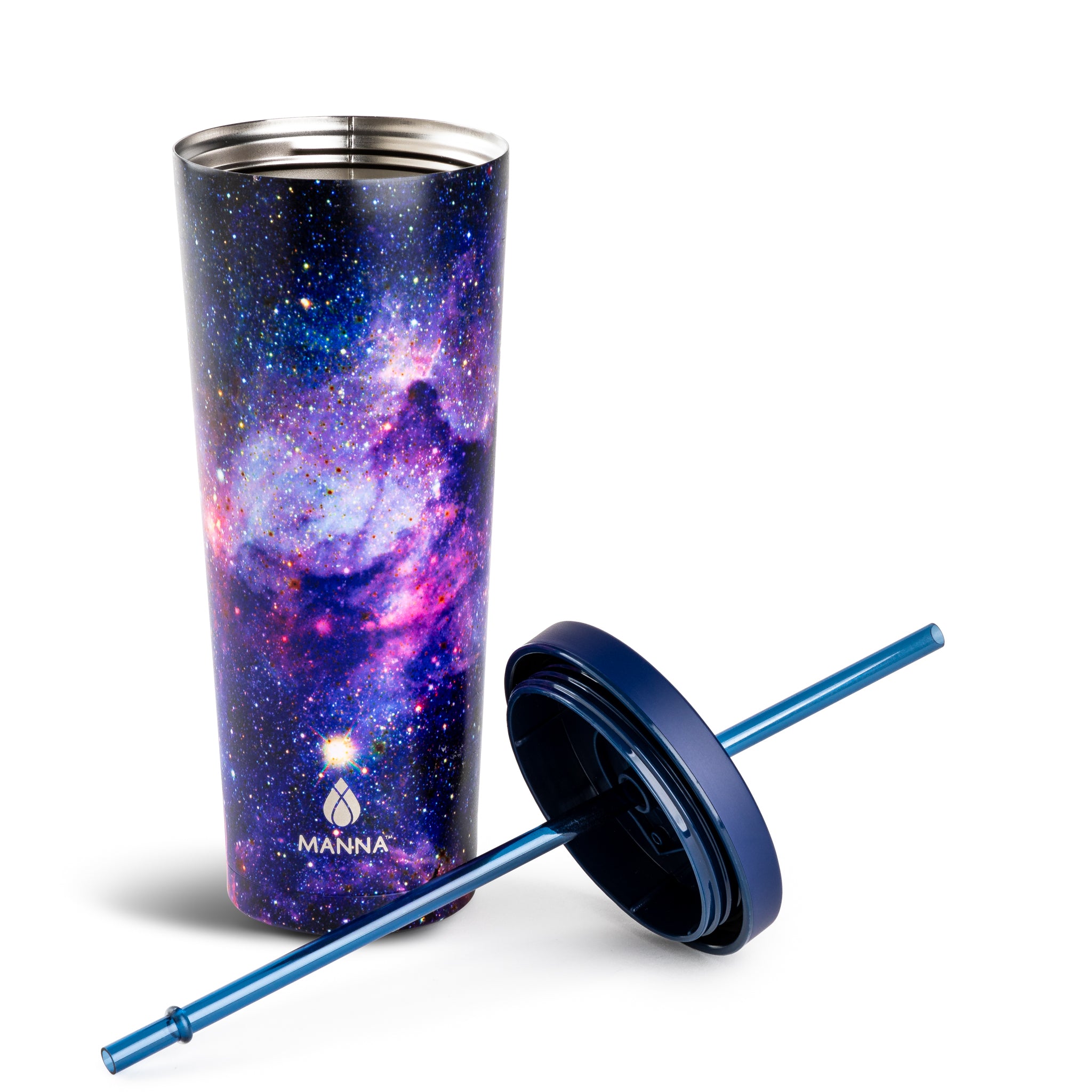 24 oz Purple Galaxy Insulated Stainless Steel Tumbler with Lid & Straw - Leakproof Travel Mug for Coffee, Tea & Cold Drinks - Perfect for Office, Gym, Hiking & Outdoor Activities