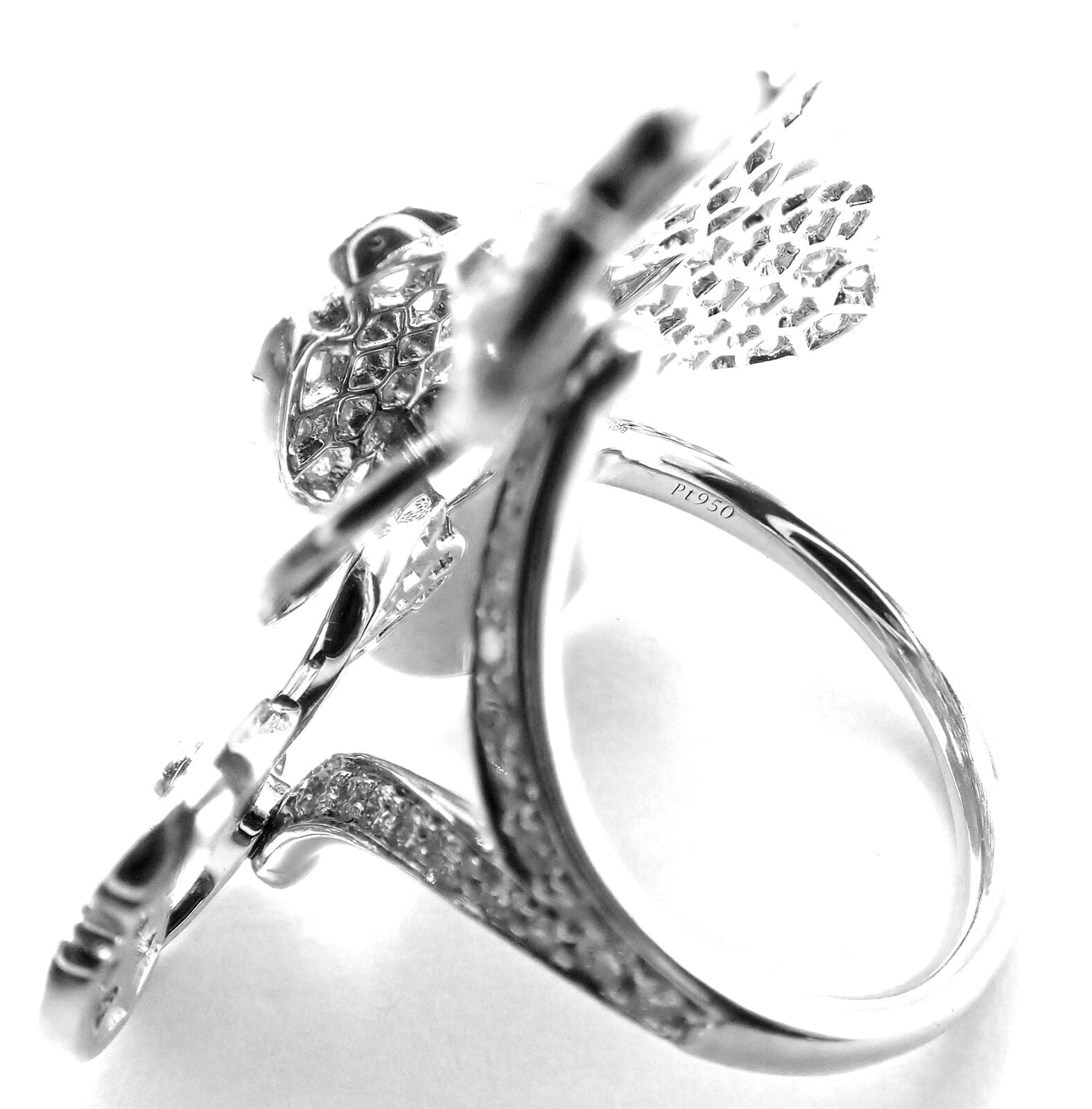 Authentic Tiffany & Co Platinum Diamond Paper Flowers Ring - Elegant Statement Jewelry for Weddings, Anniversaries & Special Occasions