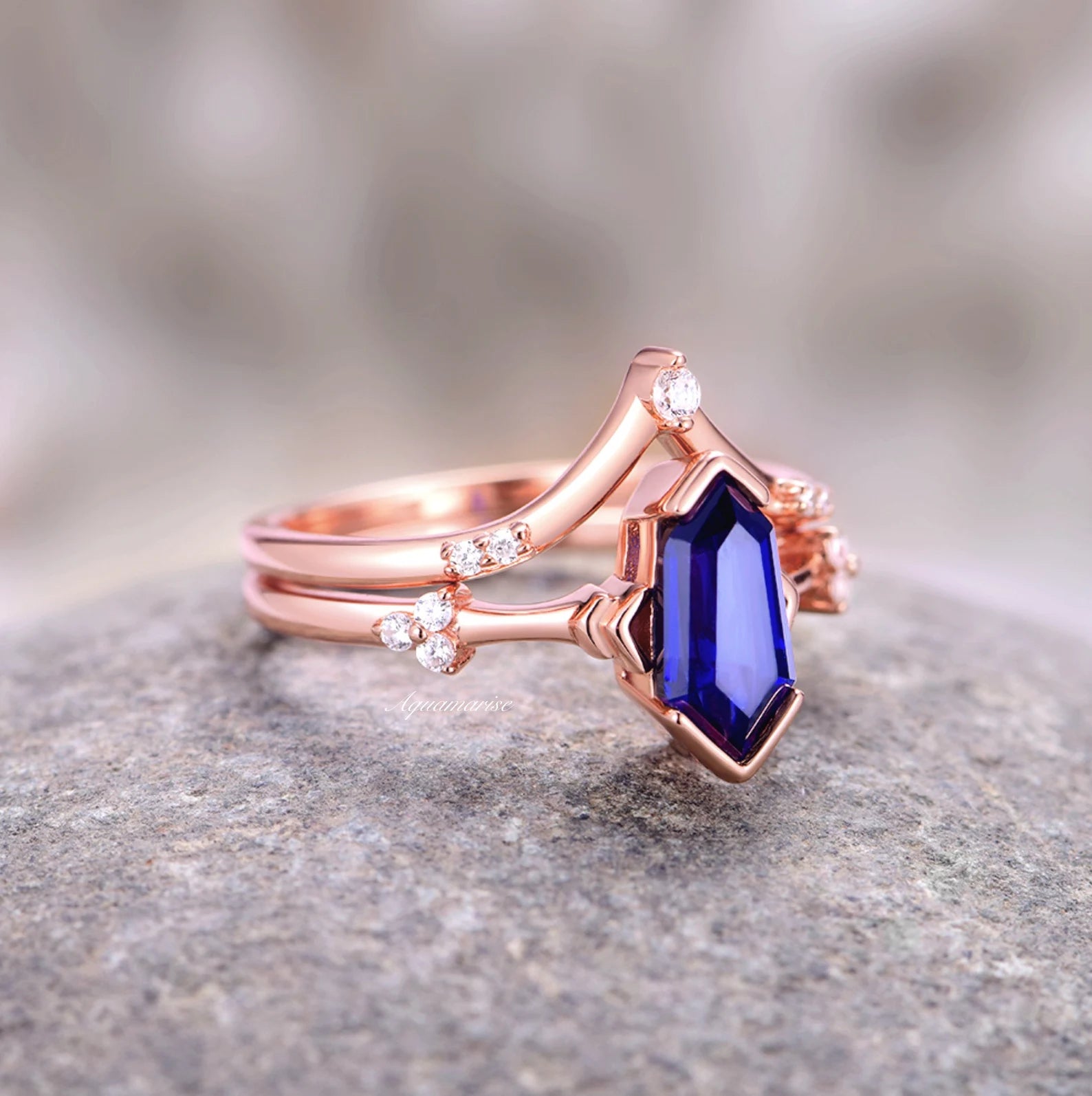 Blue Sapphire Couples Ring - Sterling Silver Matching Wedding Bands for Him & Her - Romantic Anniversary Gift for Couples - Perfect for Engagements, Weddings & Special Occasions