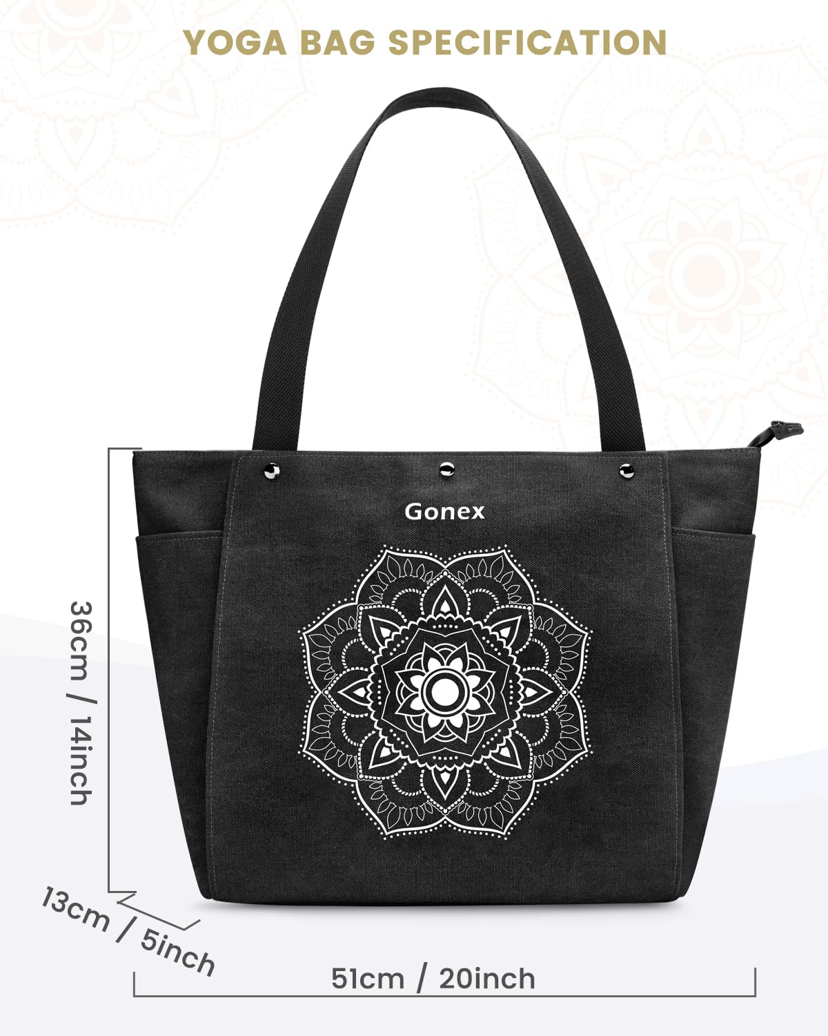 Gonex Yoga Mat Bag - Durable Canvas Tote with Multiple Pockets for Men & Women | Easy Carry Yoga Mat Carrier for Pilates, Gym, Travel, Workout & Office Use