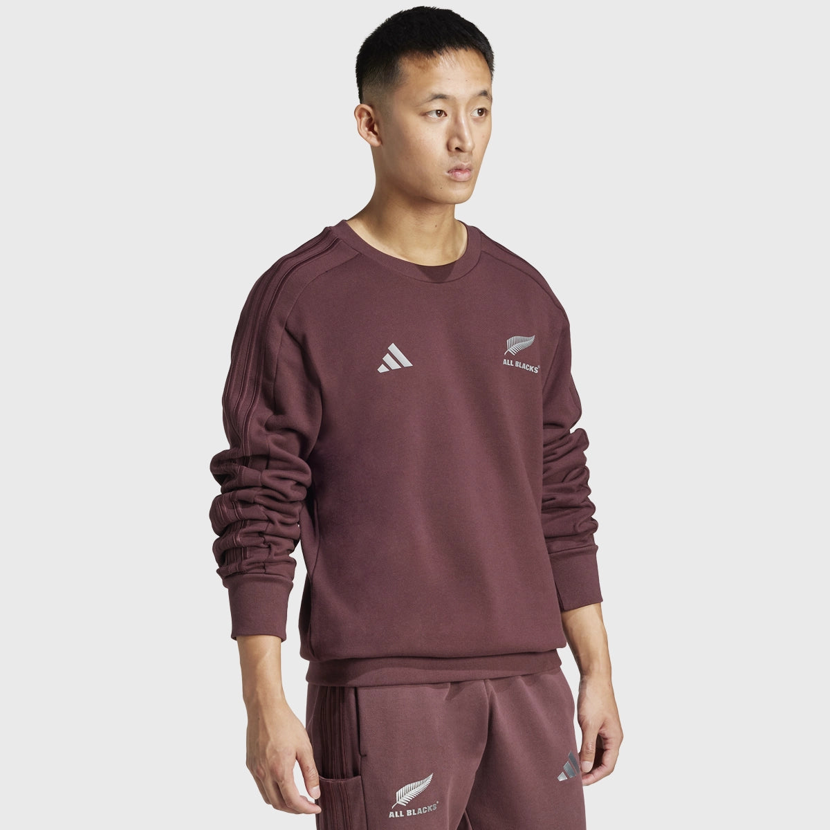 Adidas All Blacks Crew Neck Sweatshirt - Aurora Ruby Red | Comfortable & Stylish Rugby Fan Apparel for Men | Perfect for Game Day & Casual Wear