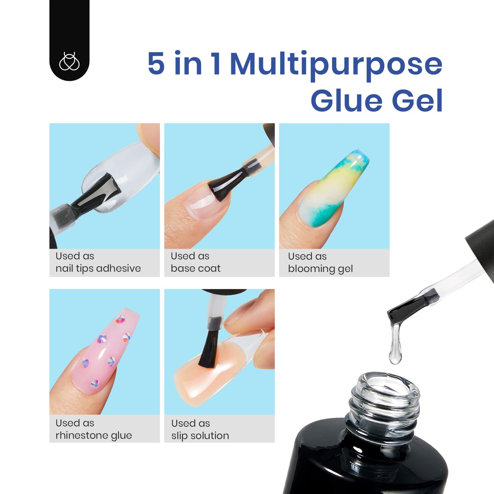 Beetles Gel Nail Kit 504Pcs - Short Oval False Nails with LED Lamp for Home Manicure