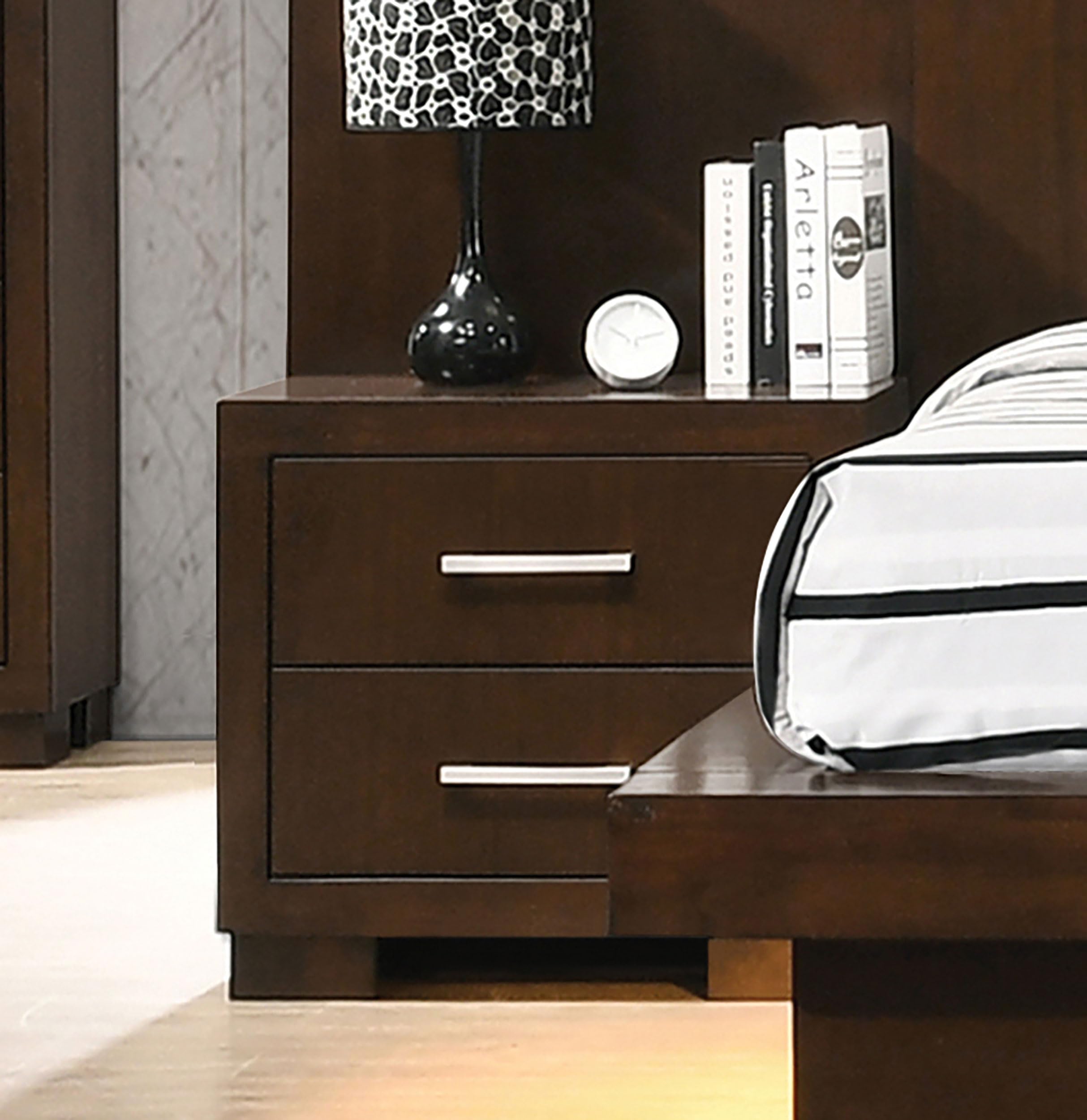 Coaster Home Furnishings Jessica Contemporary Wood 2-Drawer Nightstand - Bedside Table with Storage Organizer in Cappuccino Finish (200712) - Perfect for Bedroom, Living Room & Small Space Organization