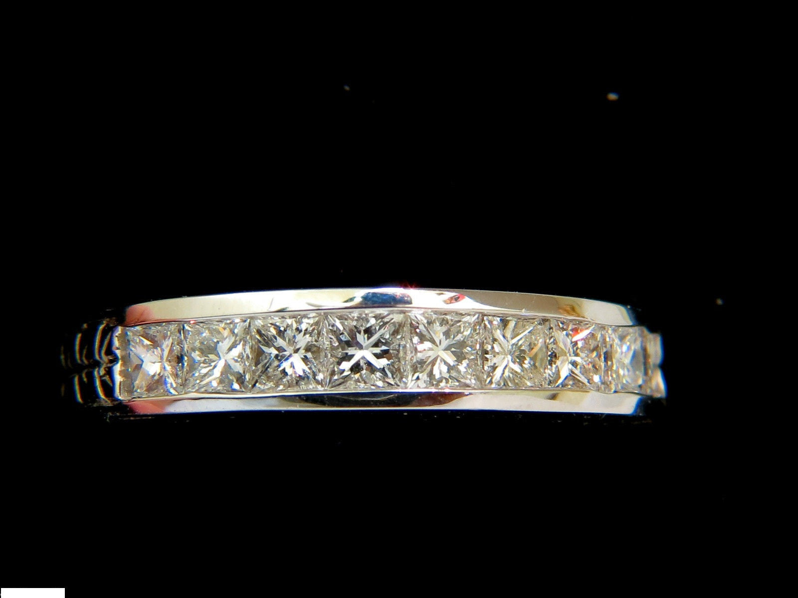 14KT .72CT Diamond Edwardian Deco Revival Band Ring - Princess Cut for Women, Vintage Style Wedding & Engagement Jewelry, Perfect for Anniversaries & Special Occasions