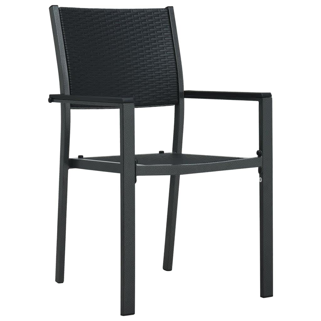vidaXL 3-Piece Patio Dining Set - Outdoor Garden Table and Chairs for Lawn, Yard, Terrace & Balcony - Black Seating Furniture for Al Fresco Dining & Entertaining