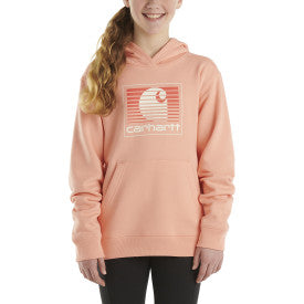 Youth Long Sleeve Graphic Sweatshirt - Peach Amber Color | Trendy Casual Pullover for Teens | Perfect for School, Outings & Everyday Wear