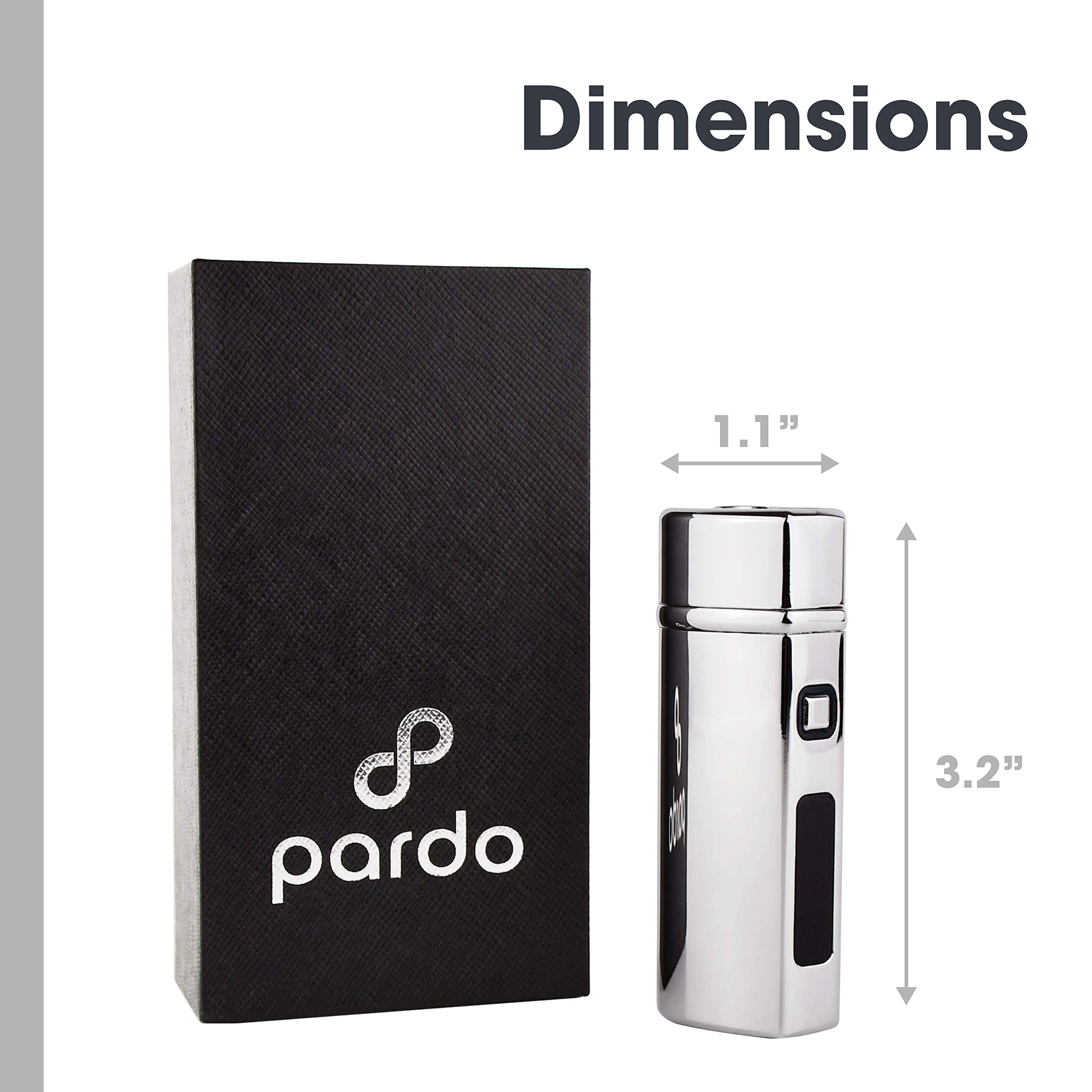 Premium Pardo Cigar Torch Lighter - Rechargeable Triple Jet Flame Butane Lighter with Windproof Design & USB Charging - Perfect for Cigars, Outdoor Camping & BBQ (Ice Silver)