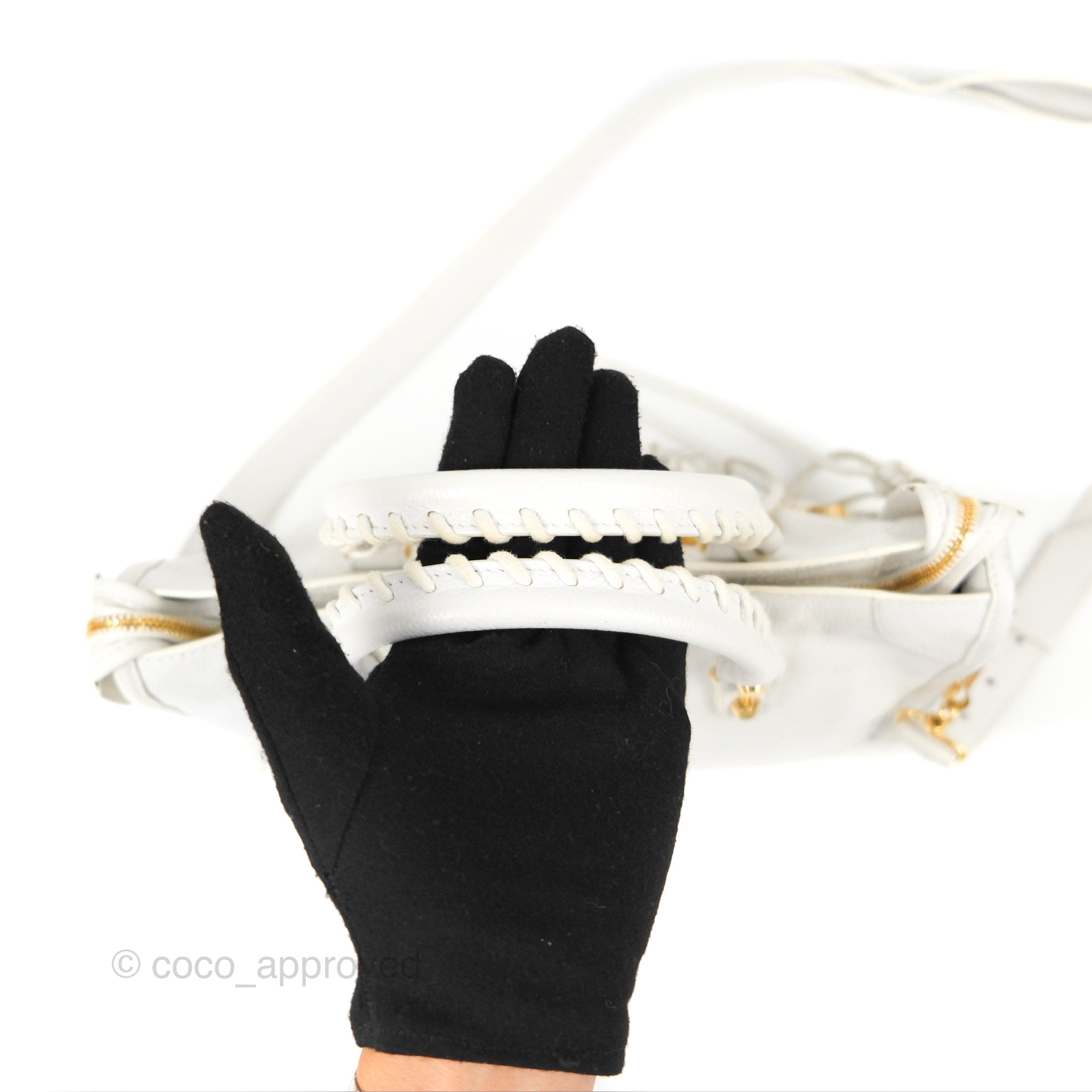 Balenciaga Classic Small City Bag in White Aged Calfskin with Gold Hardware - Perfect for Everyday Luxury & Fashion Outfits