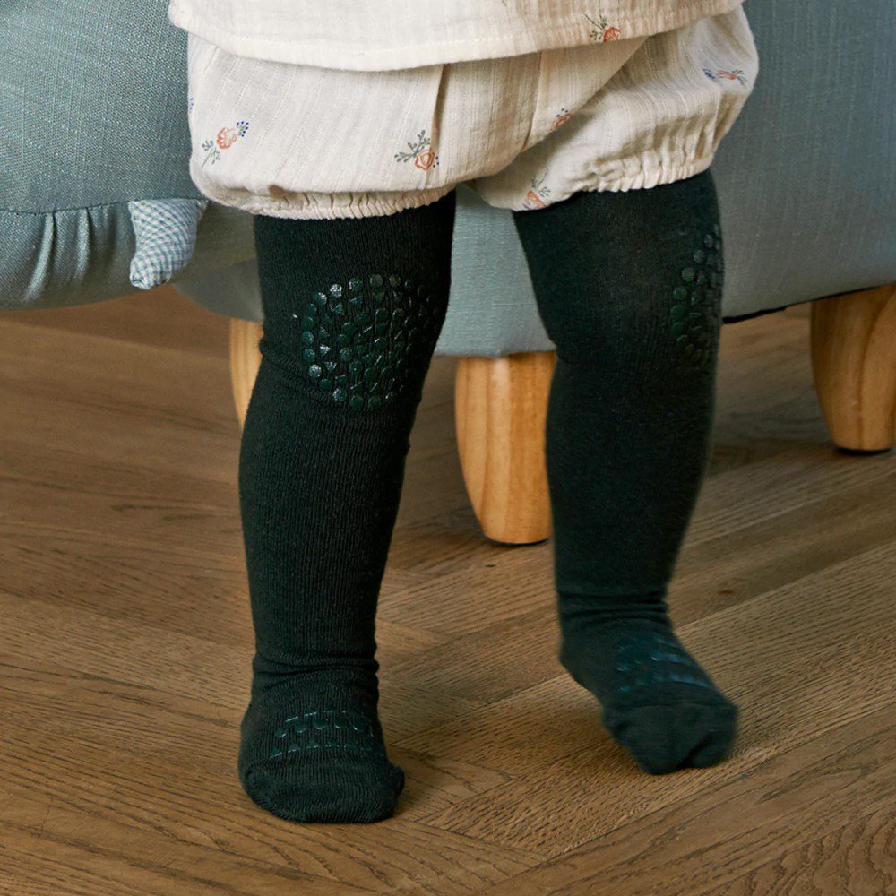 GOBABYGO Baby Crawling Pants - Soft & Stretchable Forest Green Leggings for Infants & Toddlers - Perfect for Playtime, Daycare & First Steps