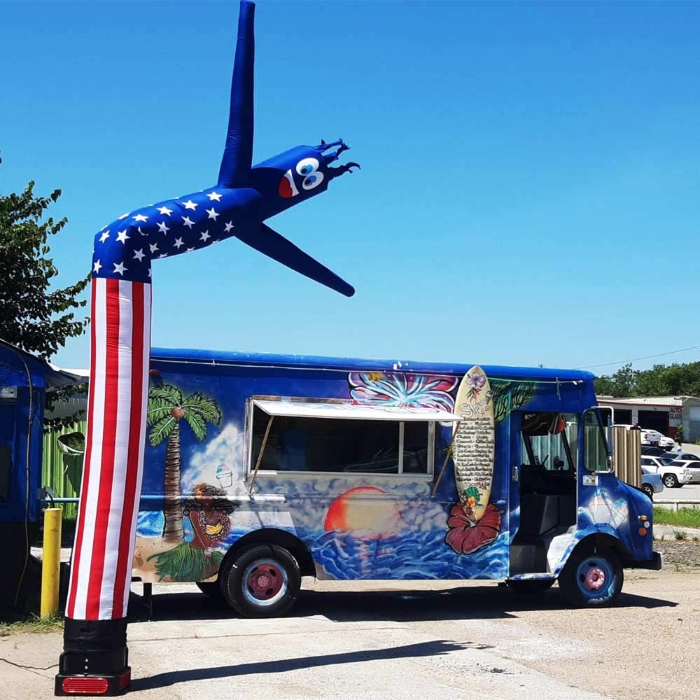 20ft American Flag Inflatable Tube Man - Air Powered Dancing Wacky Waving Guy with 1HP 2-Speed Blower | Perfect for Car Dealerships, Grand Openings, Sports Events & Patriotic Celebrations