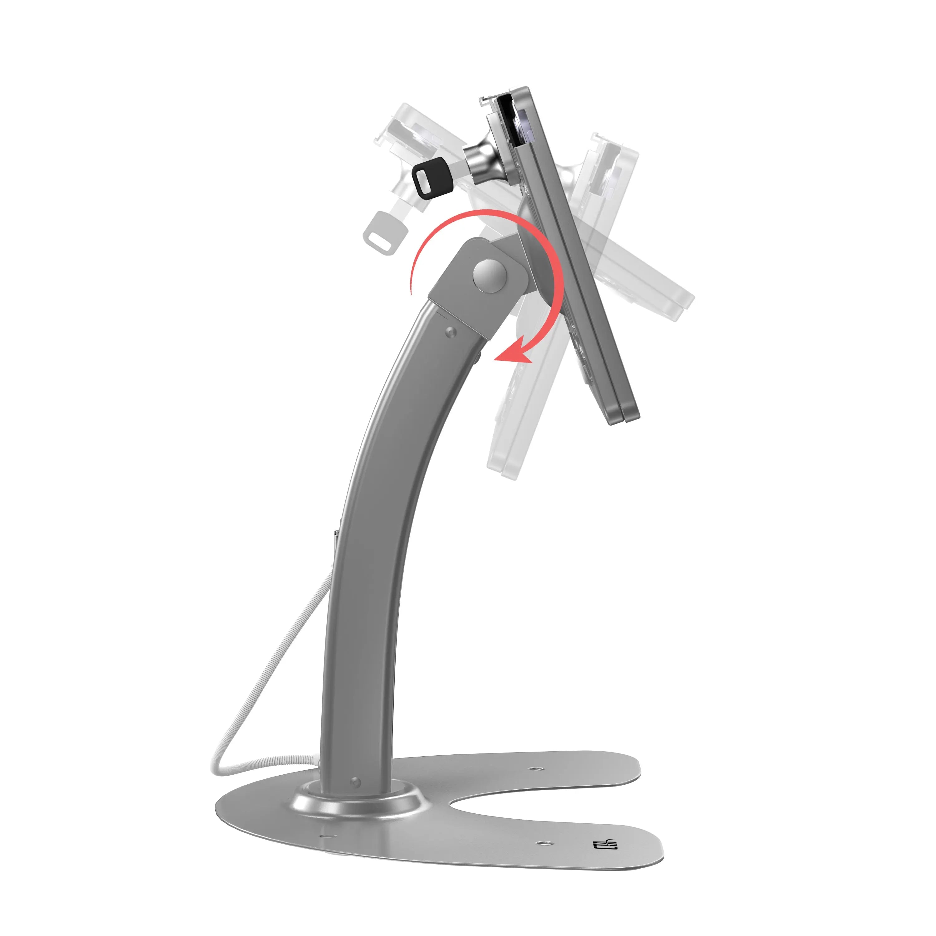Dual Security Kiosk Stand with Locking Case & Anti-Theft Cable - Secure Payment Terminal for Retail Stores & Public Spaces