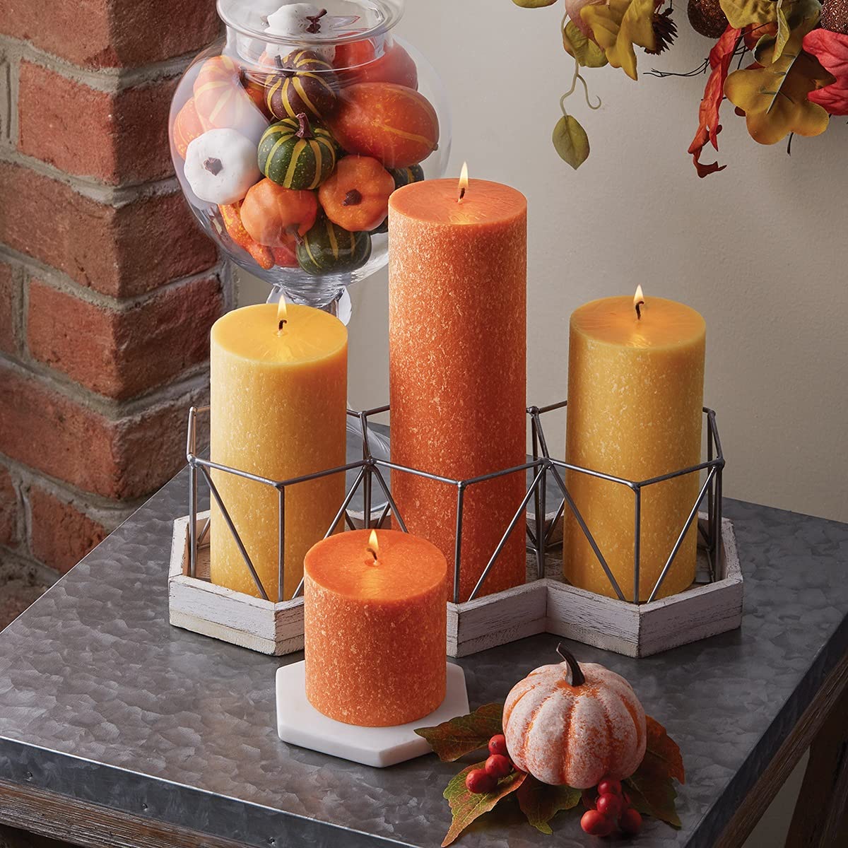 Premium Unscented Beeswax Blend Pillar Candles - 3 Pack 9-Inch Butterscotch Root Candles for Home Decor, Meditation & Romantic Ambiance