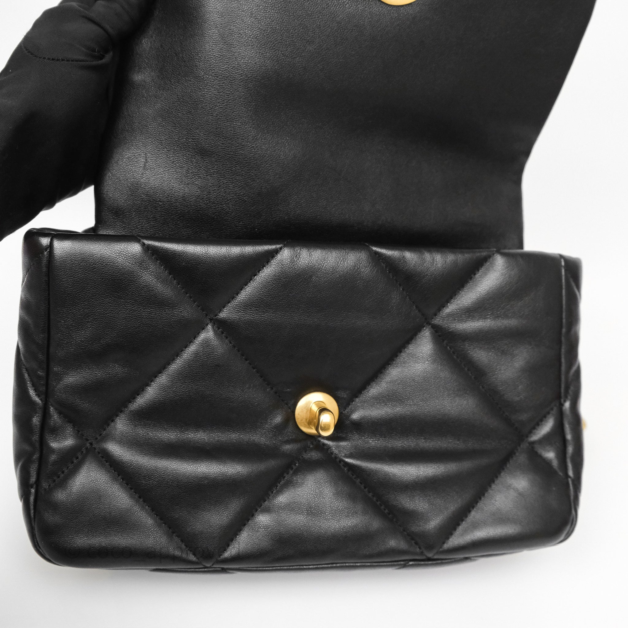 Chanel 19 Small Black Leather Flap Bag with Mixed Gold & Silver Hardware - Luxury Designer Handbag for Women, Perfect for Evening Events & Date Nights