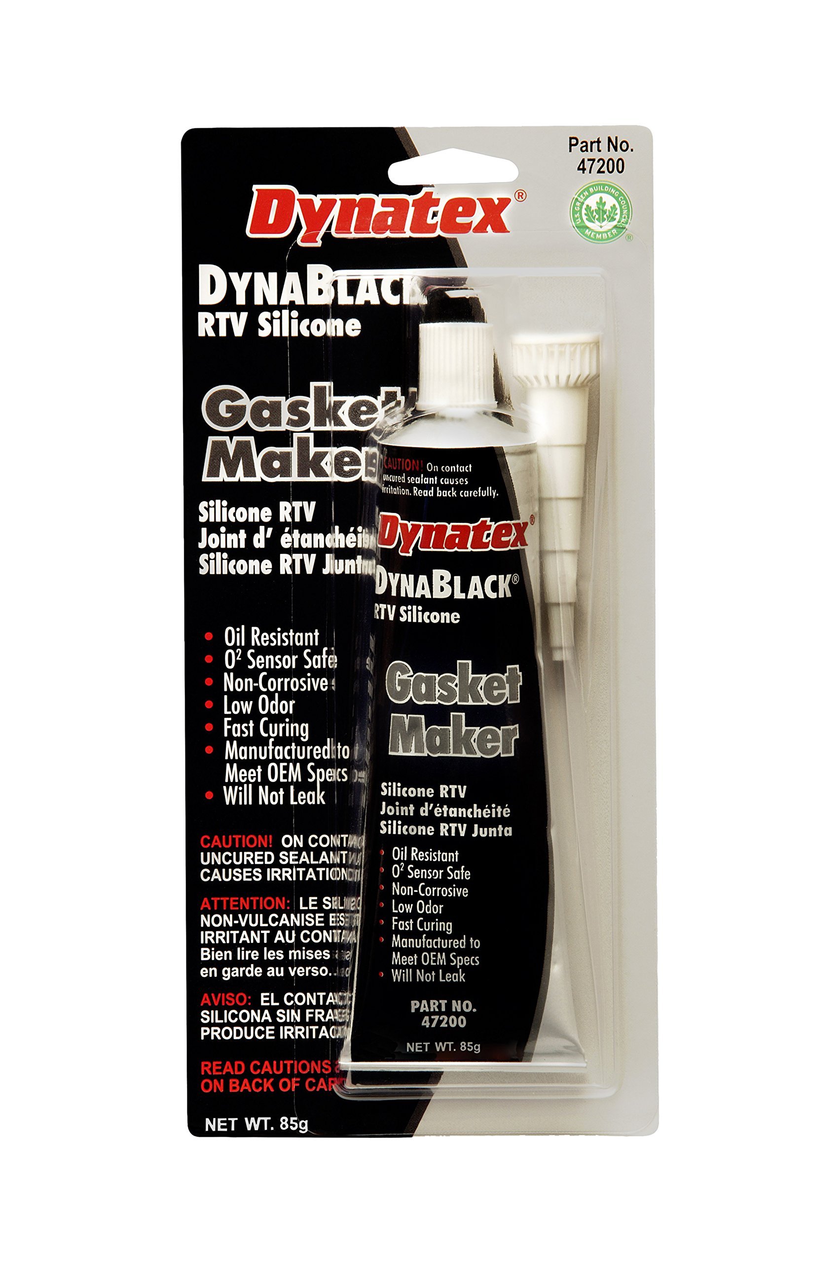 High-Temp RTV Silicone Gasket Maker - DynaBlack 47200 (3.8oz Tube, Black) - Withstands -85°F to 500°F - 12 Pack - Perfect for Automotive, Marine & Industrial Gasket Sealing Applications