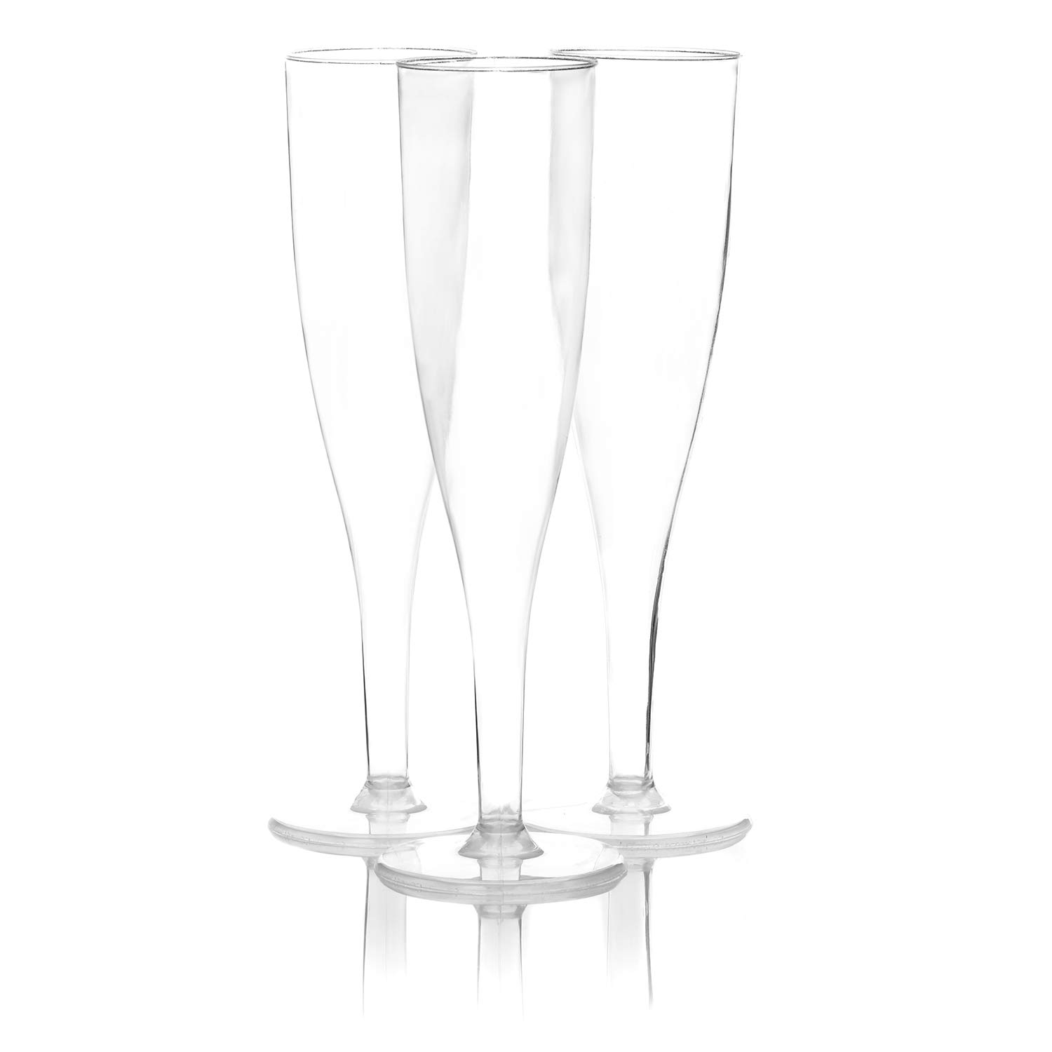One Piece 5 oz. Clear Plastic Champagne Flutes - Pack of 100 | Disposable Party Cups for Weddings, Birthdays & Celebrations | BPA-Free Drinkware