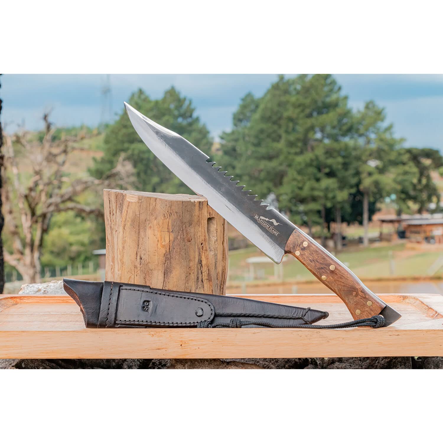 Brazilian Flame Hunter Bison Knife - Full Tang Fixed Blade Tactical Survival Knife | 420C Stainless Steel | Perfect for Outdoor Camping, Hunting & Emergency Preparedness
