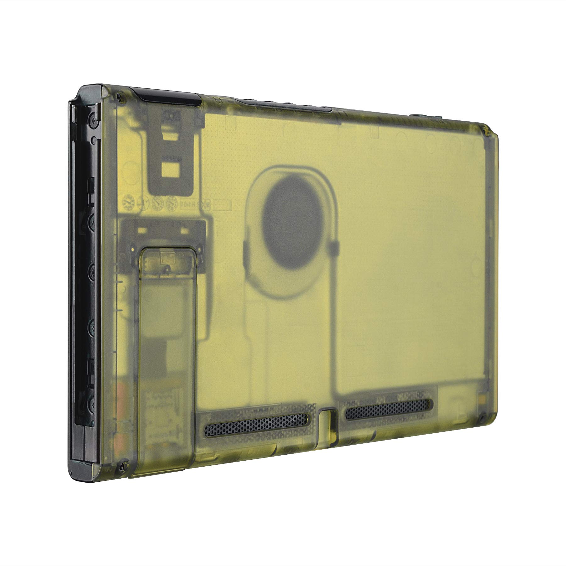 eXtremeRate Amber Yellow Nintendo Switch Back Plate Replacement - DIY Housing Shell Case with Kickstand (JoyCon Not Included) | Perfect for Console Customization & Protection