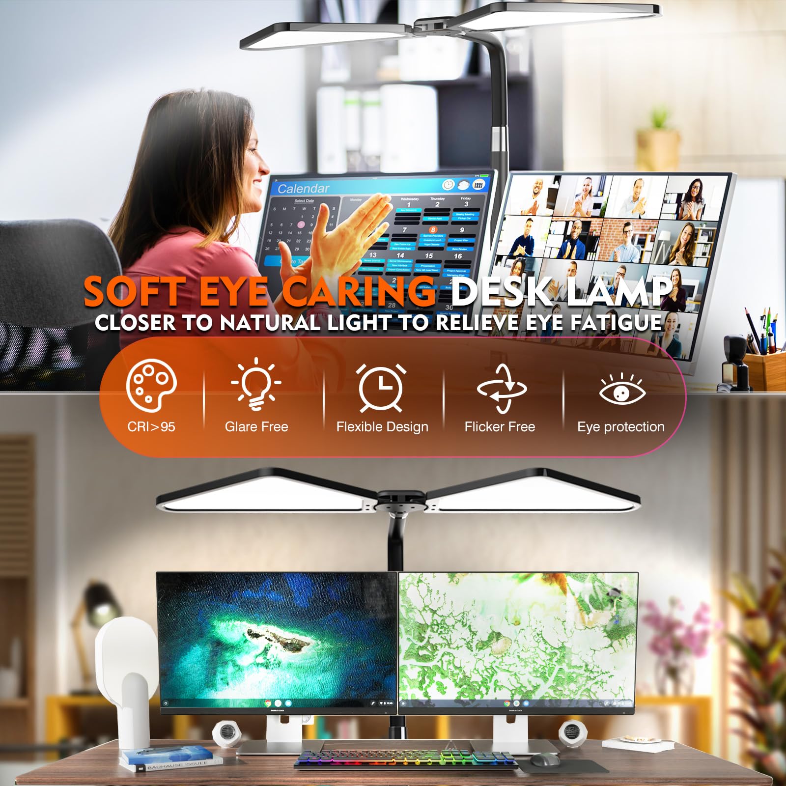 LED Desk Lamp for Home Office - Super Bright Adjustable Clamp Light with 360° Swivel, Eye Protection & Screen Monitor Light | Perfect for Work, Study, Reading & Computer Use