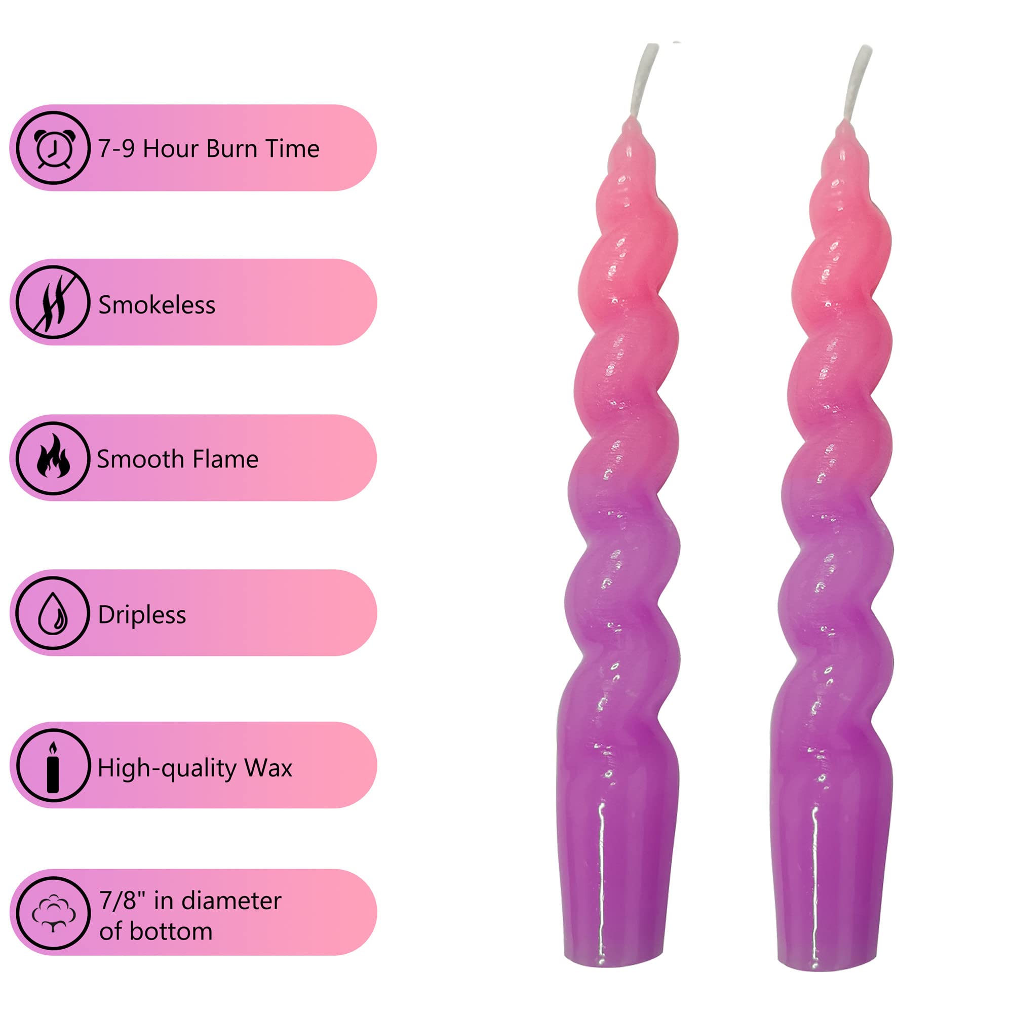 Handcrafted 7.5'' Purple Spiral Taper Candles - Unscented Twisted Wax Candlesticks for Wedding, Home Decor & Dinner Parties | Elegant Gift Idea for Special Occasions