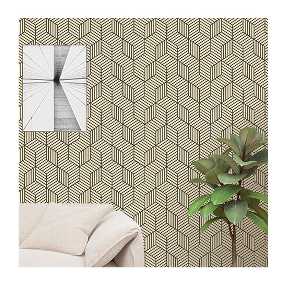 Geometric Hexagon Peel and Stick Wallpaper - Brown Self Adhesive Vinyl Film for Walls, Shelves & Drawers - 17