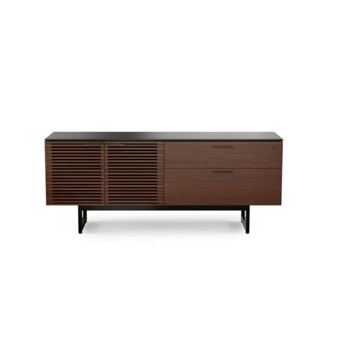 BDI Corridor 6529 Office & Storage Credenza in Chocolate Stained Walnut - Modern Home Office Furniture with File Storage & Cabinet Space for Workstations