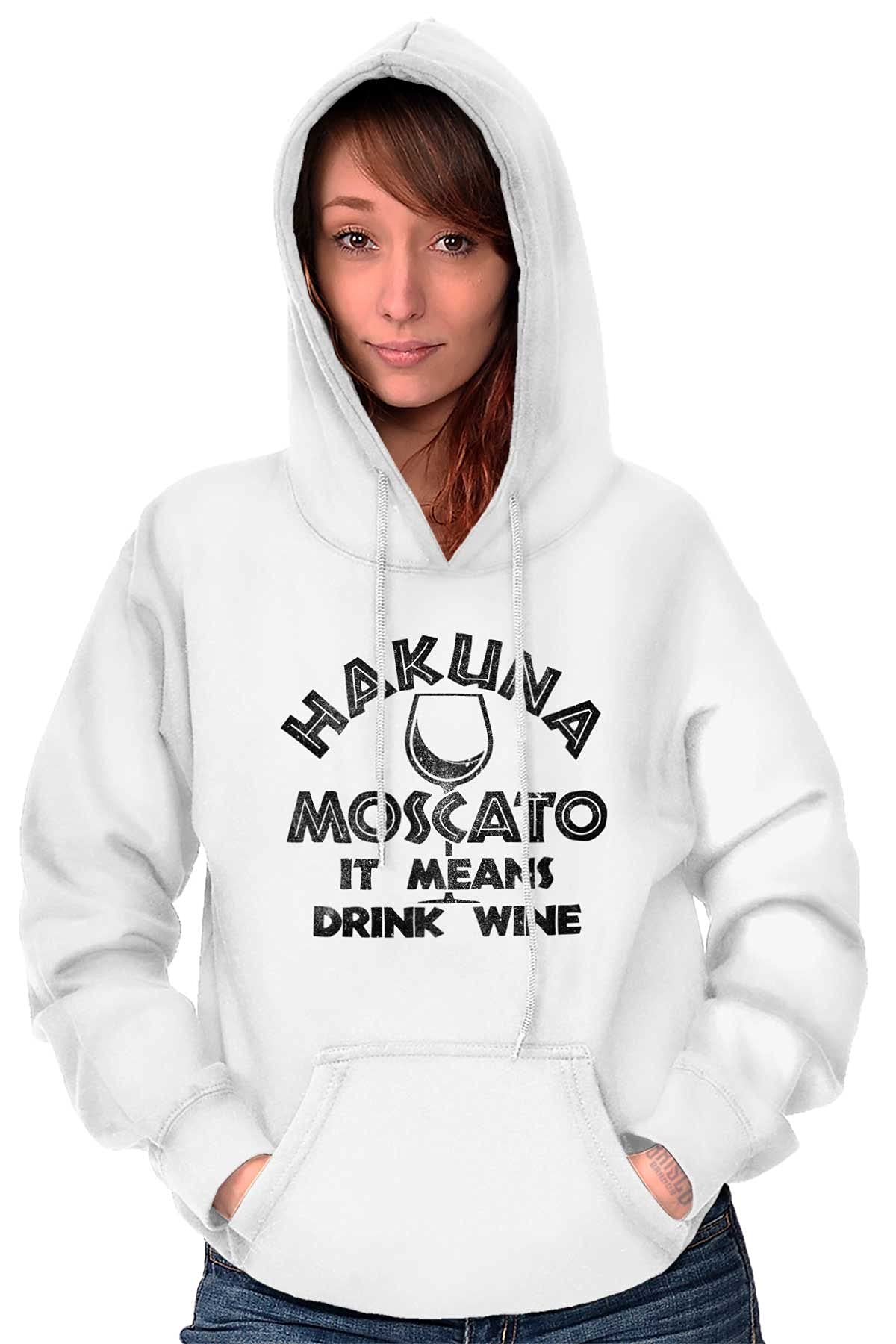 Brisco Brands Funny Moscato Means Drink Wine Hoodie Sweatshirt for Women - Perfect for Wine Lovers & Casual Outings