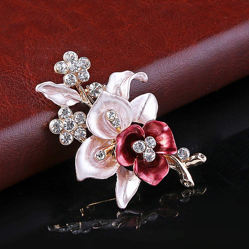 Elegant Crystal Rhinestone Rose Flower Brooch Pin for Women - Rose Gold Fashion Jewelry Gift for Girls, Perfect for Weddings, Parties & Special Occasions