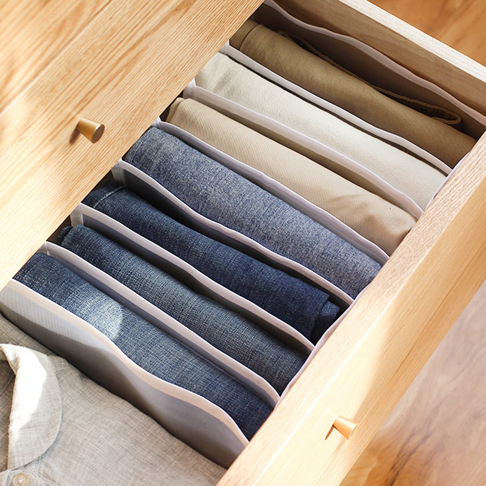 Multi-Compartment Clothes Organizer Box for Jeans, Socks & Underwear - Drawer Divider Storage Solution for Closet - Perfect Valentine's Day, Mother's Day, Christmas & Birthday Gift (White) - Ideal for Bedroom, Dorm & Travel Organization