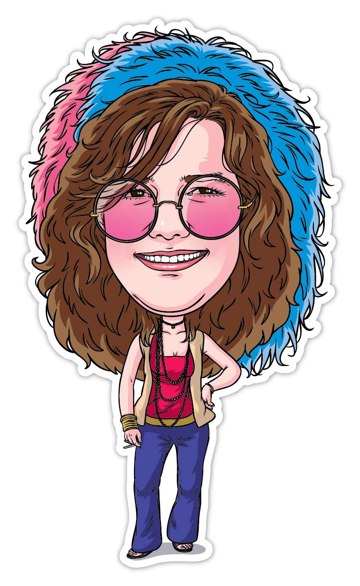 Vintage Sugar Skull Decal Sticker - 27 Club Janis Joplin Psychedelic Rock Inspired Waterproof Vinyl Bumper Stickers (5 Inch) for Cars, Trucks, Laptops, Water Bottles - Perfect for Music Fans & Car Enthusiasts