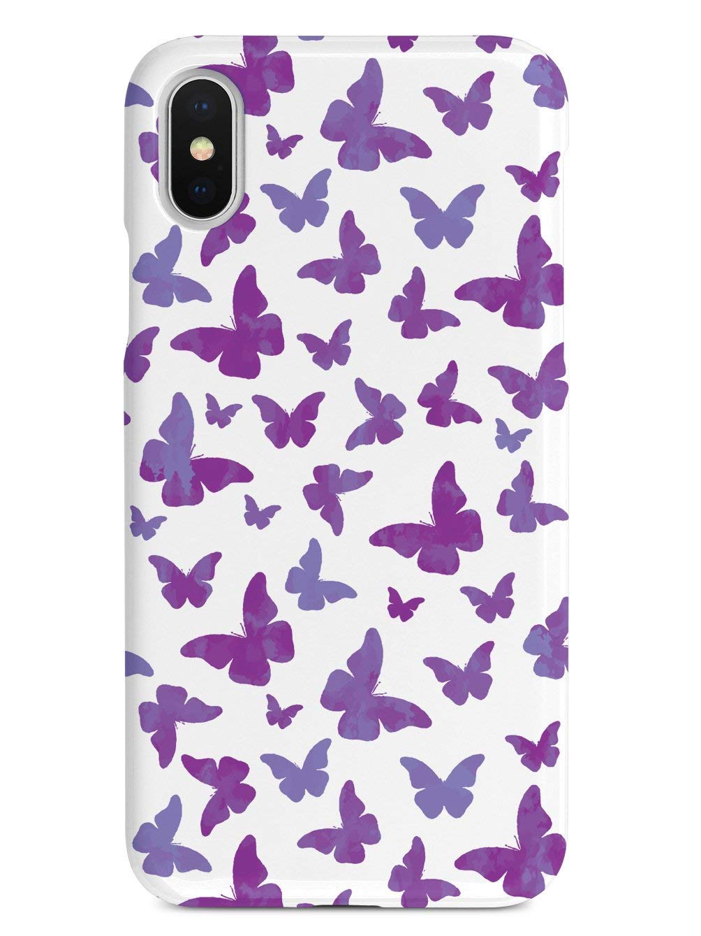 **Inspired Cases - iPhone X/Xs Case - 3D Textured Protective Cover for Apple iPhone X/Xs - Purple Butterflies & White Design - Shatterproof & Scratch-Resistant - Perfect for Daily Use, Travel & Gifting**