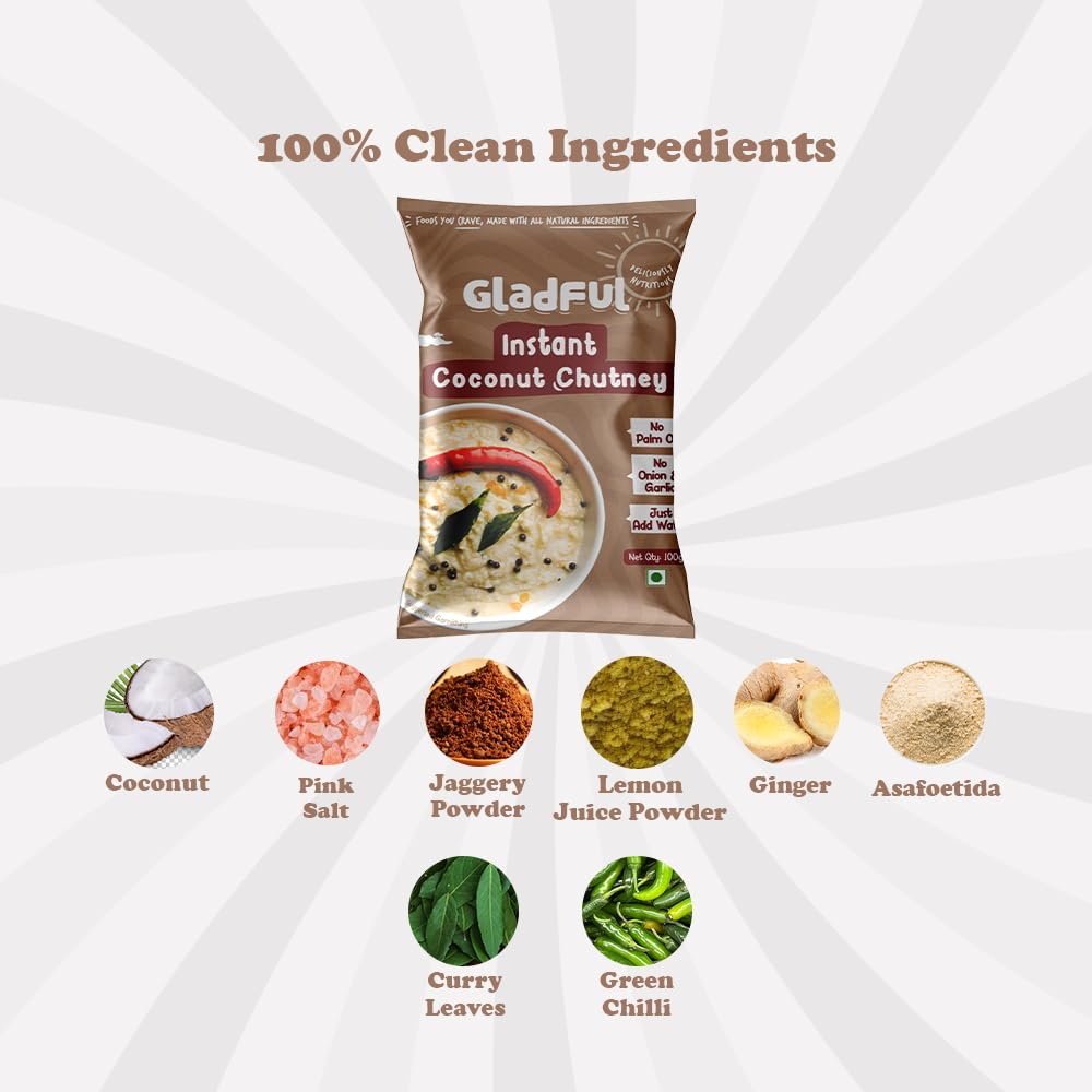 Gladful Multi-Millet Idli & Coconut Chutney Instant Mix - Palm Oil Free, Transfat Free, High Fiber Vegan Breakfast - 100% Natural, No Preservatives - Pack of 2 for Quick Healthy Meals & On-the-Go Snacking