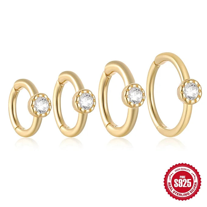 Simple Gold Huggies Hoop Earrings - 8mm CZ Cartilage Hoops for Women, Minimalist Plain Hoop Earrings for Daily Wear | Perfect for Work, Date Night & Gifts | HC019