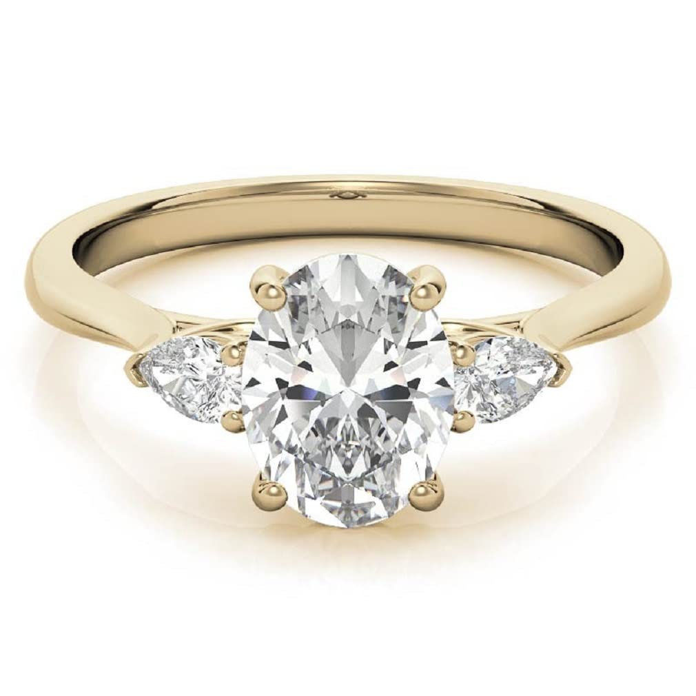 1.5 CT Oval Three Stone Moissanite Engagement Ring for Women - 925 Silver 10K/14K/18K Solid Yellow Gold Wedding Bridal Ring - Anniversary Promise Gift for Her - Perfect for Proposals, Weddings & Special Occasions