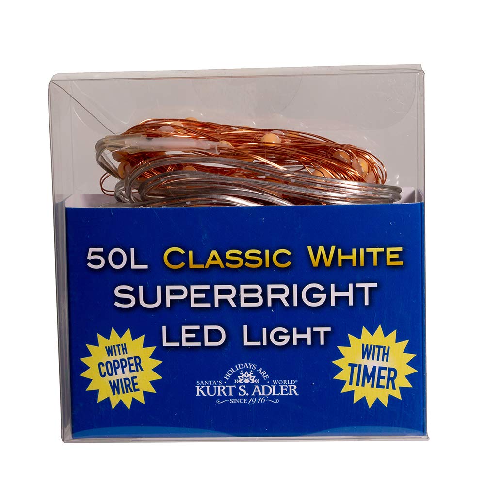 Kurt S. Adler BAT0302CLW White LED String Lights - Perfect for Christmas Decorations, Bedroom Lighting & Outdoor Party Decor