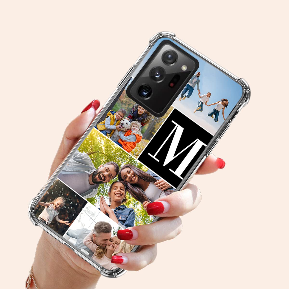 Custom Multi-Photo Collage Case for Samsung Galaxy Note 20 Ultra - Personalized Clear Protective Phone Cover with Bumpers for Her/Him | Perfect Gift for Birthday, Anniversary & Valentine's Day
